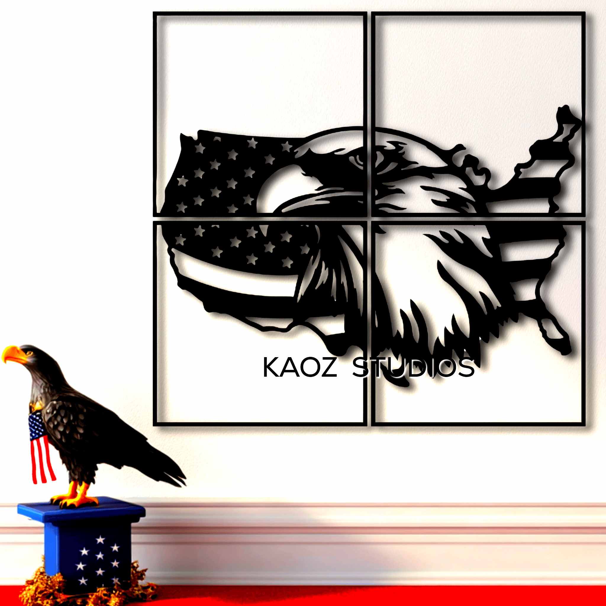 EXTRA LARGE USA Flag with Eagle wall art Patriot Wall Decor 3d model