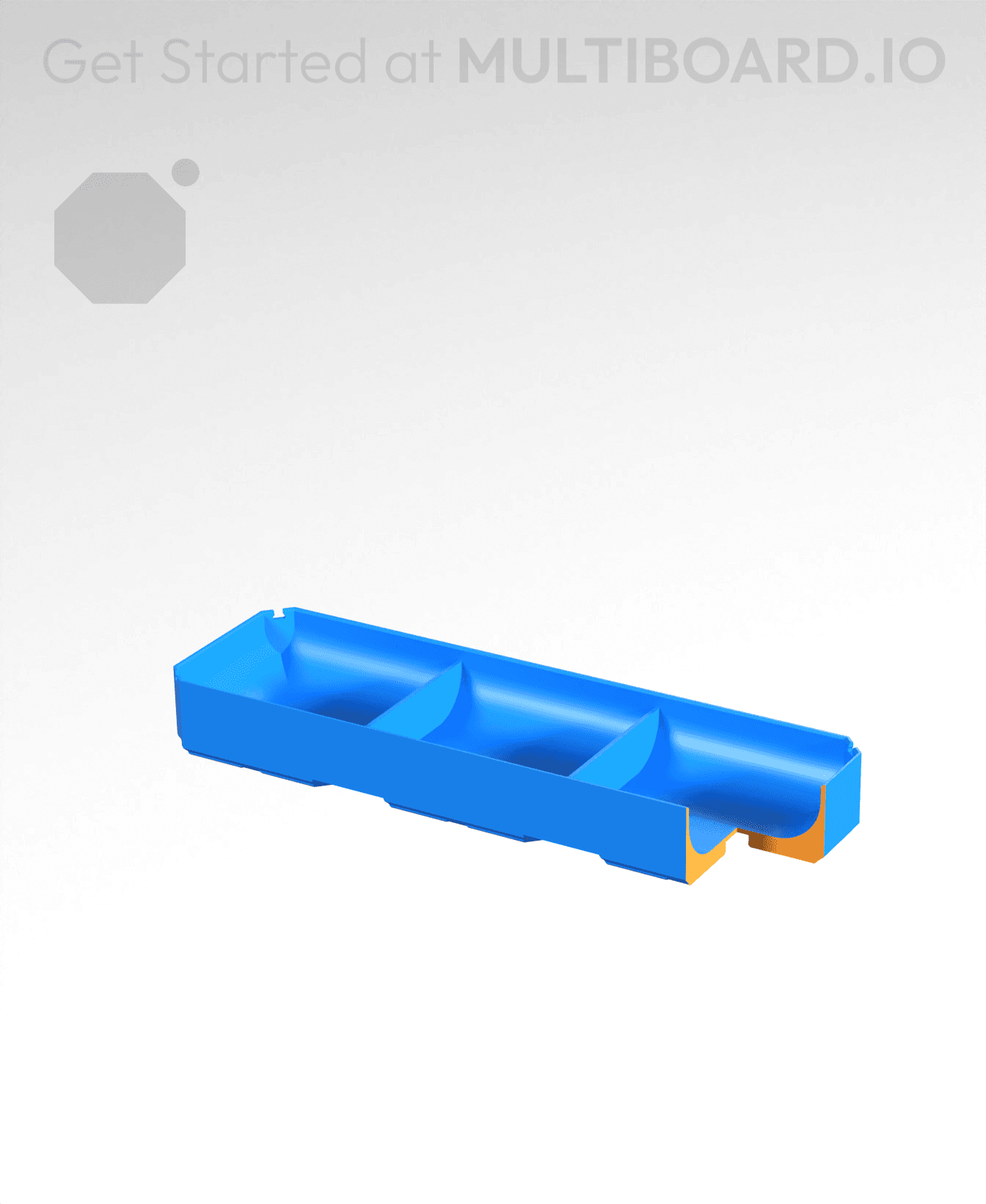 3x1x0.5 - Full Curved - Divided Bin - Multibin Insert 3d model