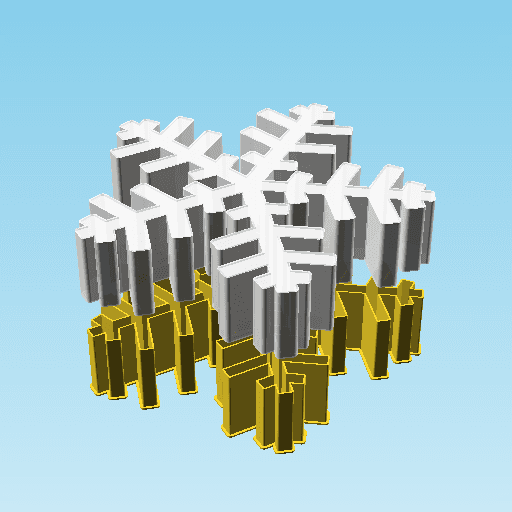 Snowflake 002, nestable box (v2) 3d model