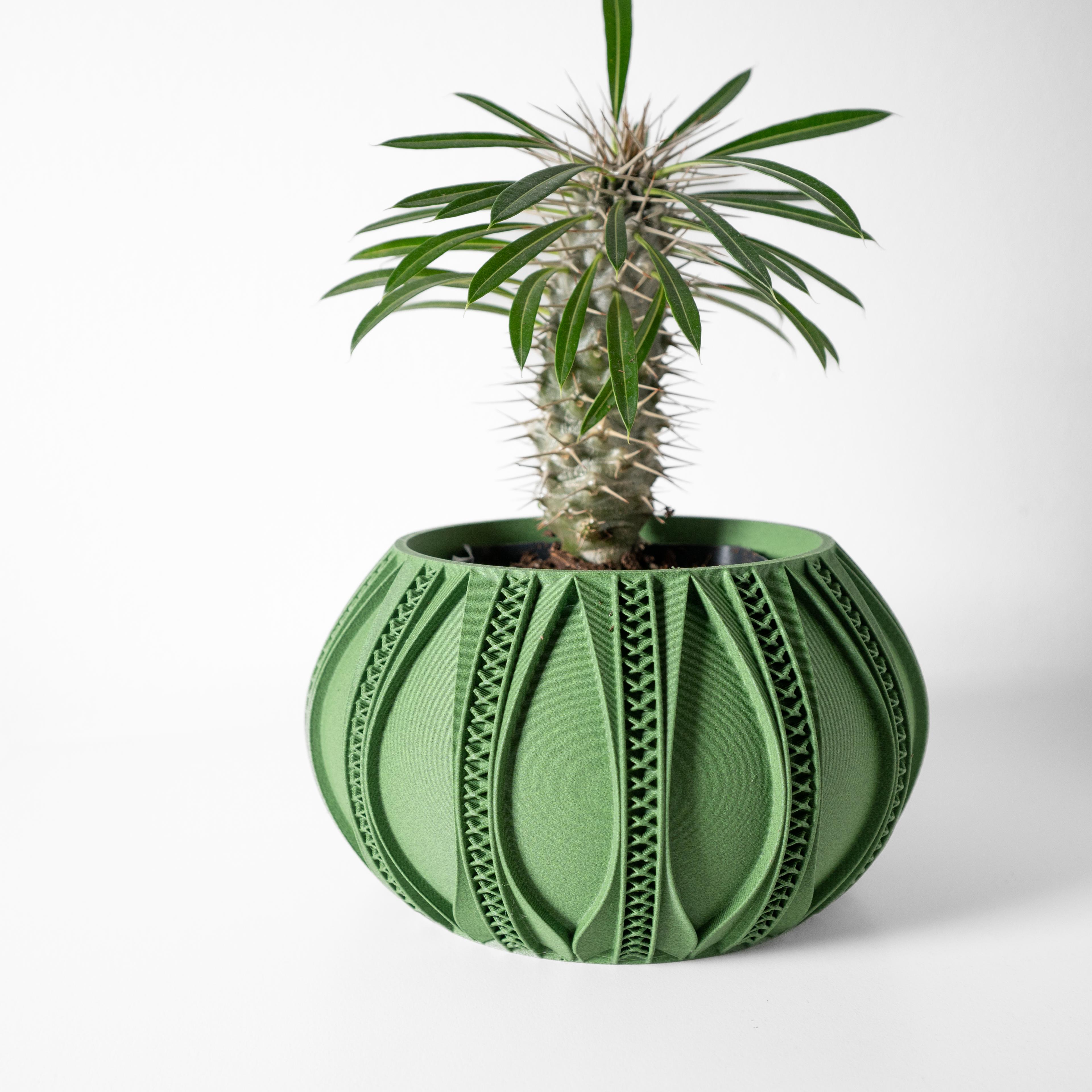 The Ryne Planter Pot with Drainage Tray & Stand: Modern and Unique Home Decor for Plants 3d model