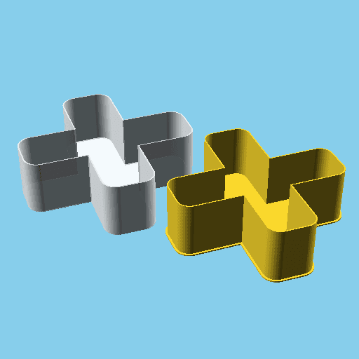 'X' or '+' Symbol, nestable box (v1) 3d model