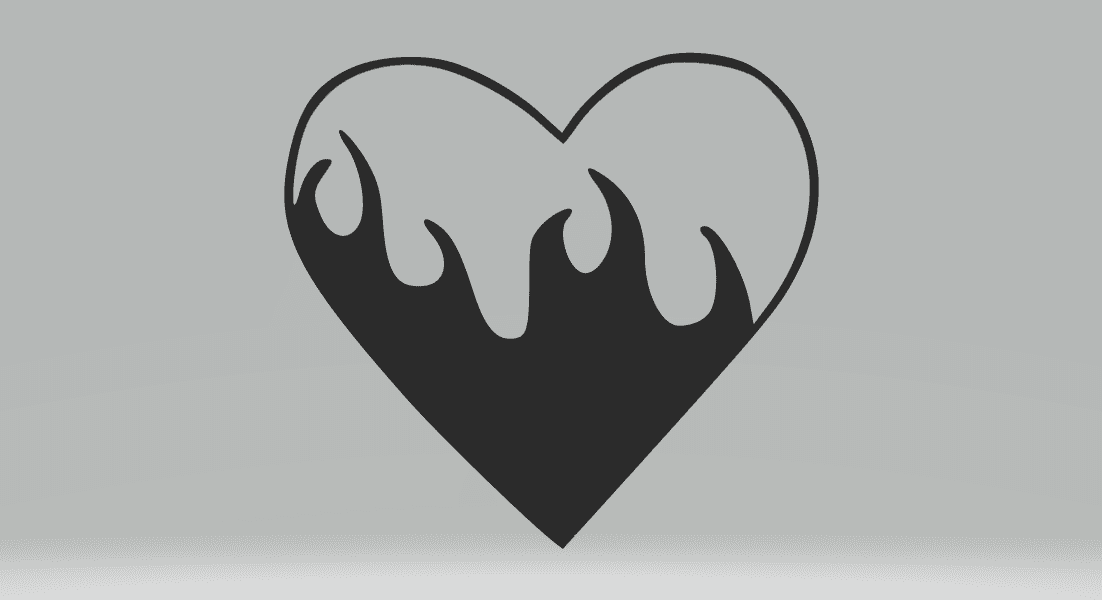 Heart in flames Art 2D Frame.stl 3d model