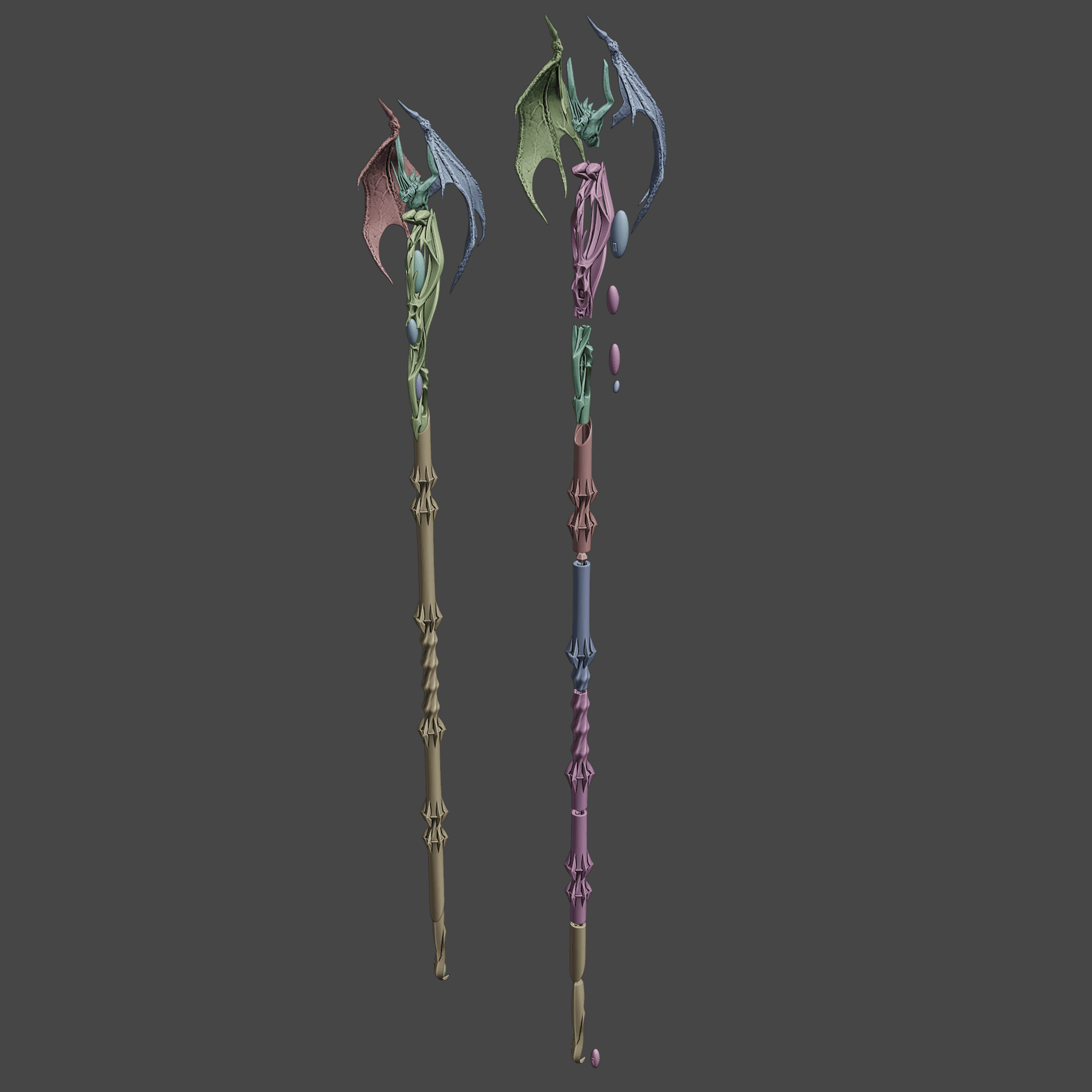 Fantasy Woe Corzador Staff from Baldurs Gate 3 3d model