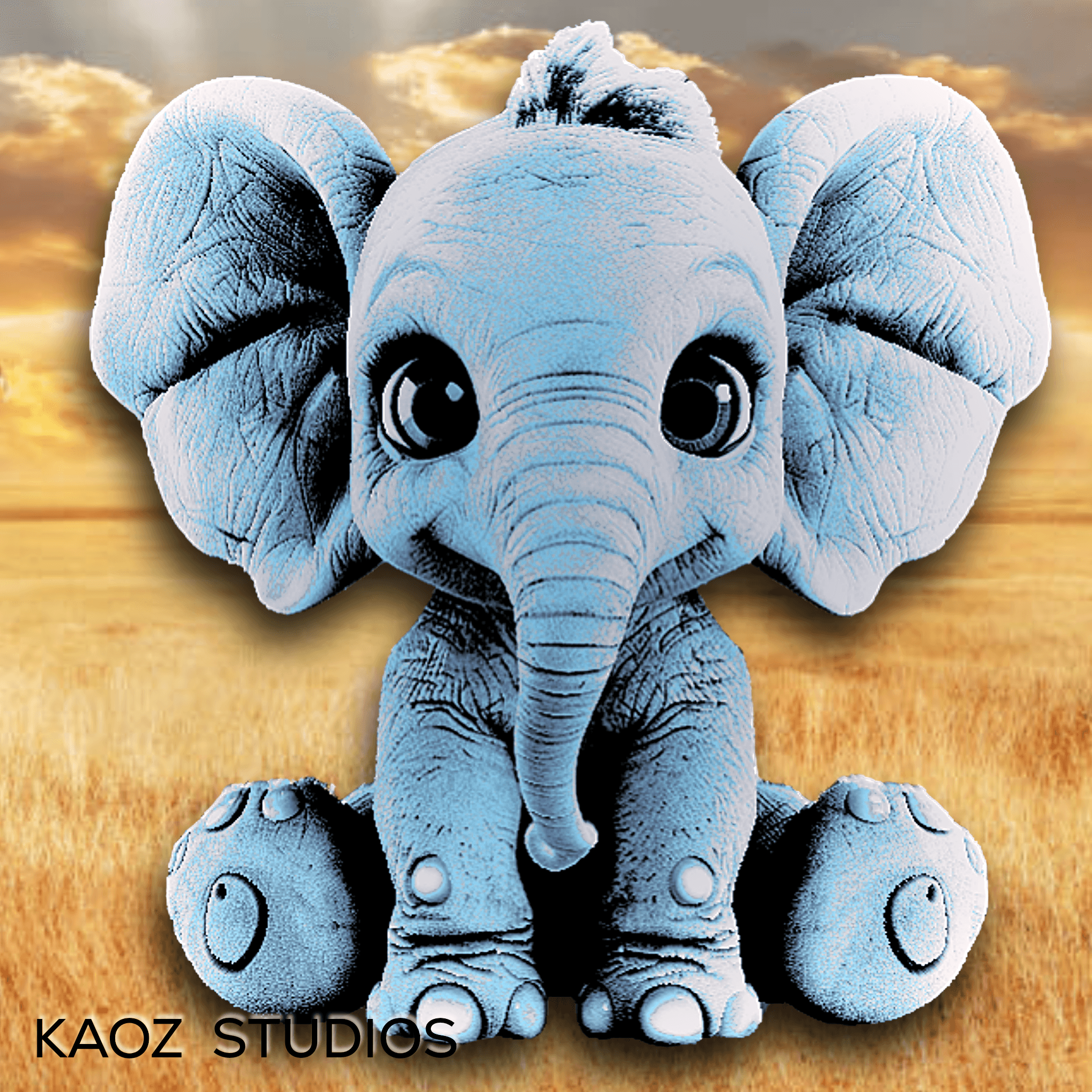 baby elephant wall art elephant wall decor 3d optical illusion elephant figurine 3d model