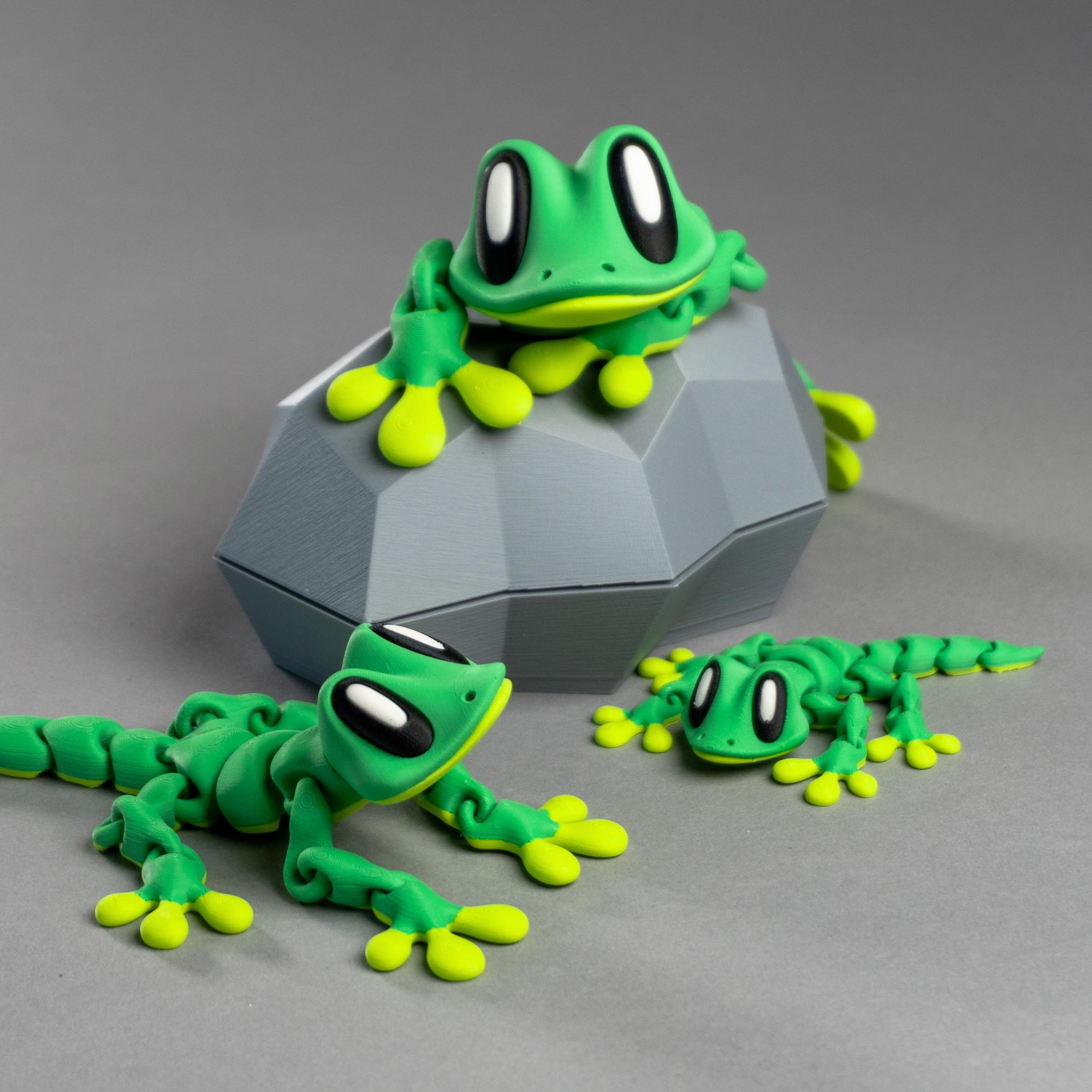 Blob Gecko - Flexi Magnetic Art Toy with Rock 3d model