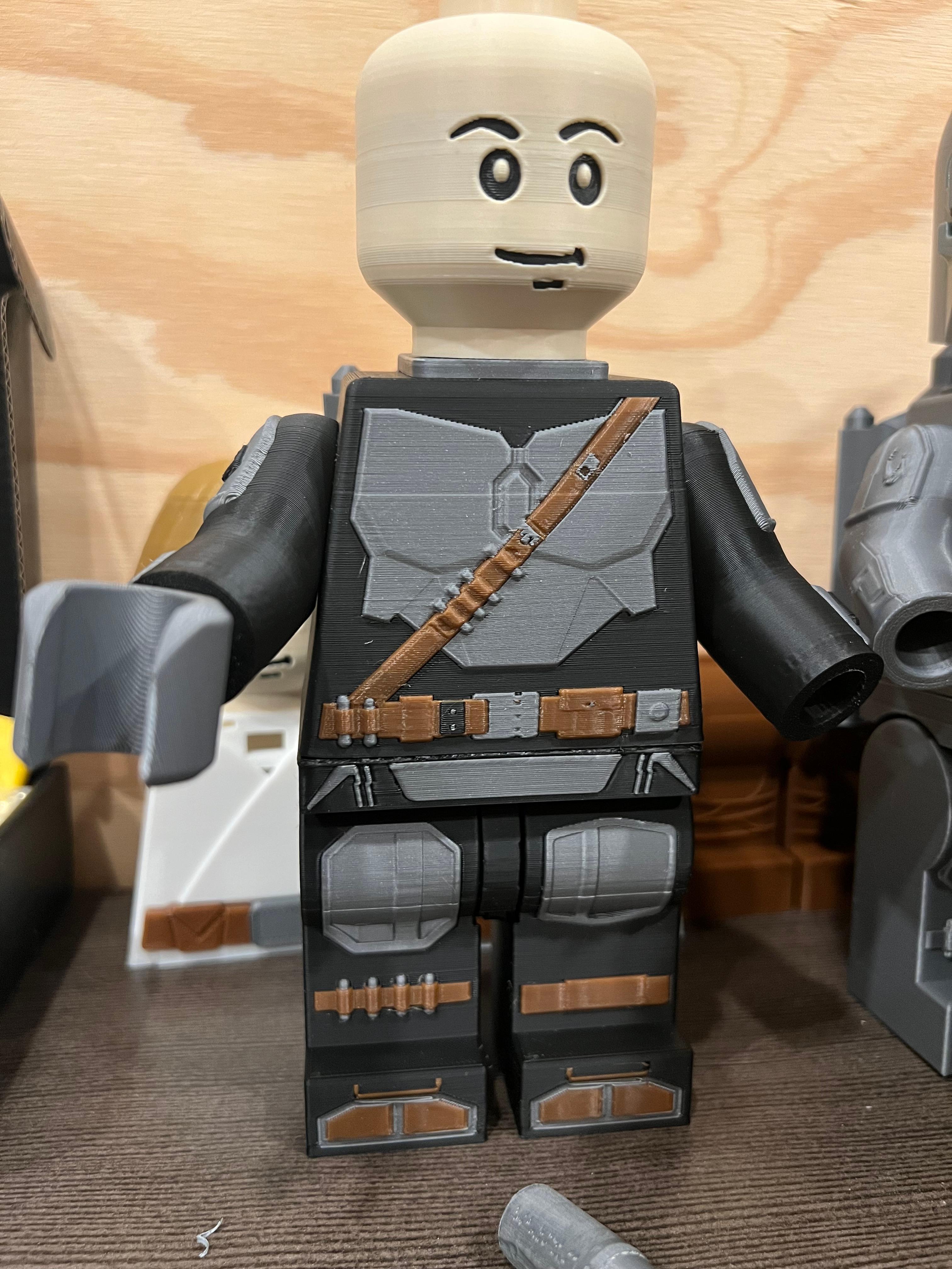 The Mandalorian (6:1 LEGO-inspired brick figure, NO MMU/AMS, NO supports, NO glue) 3d model