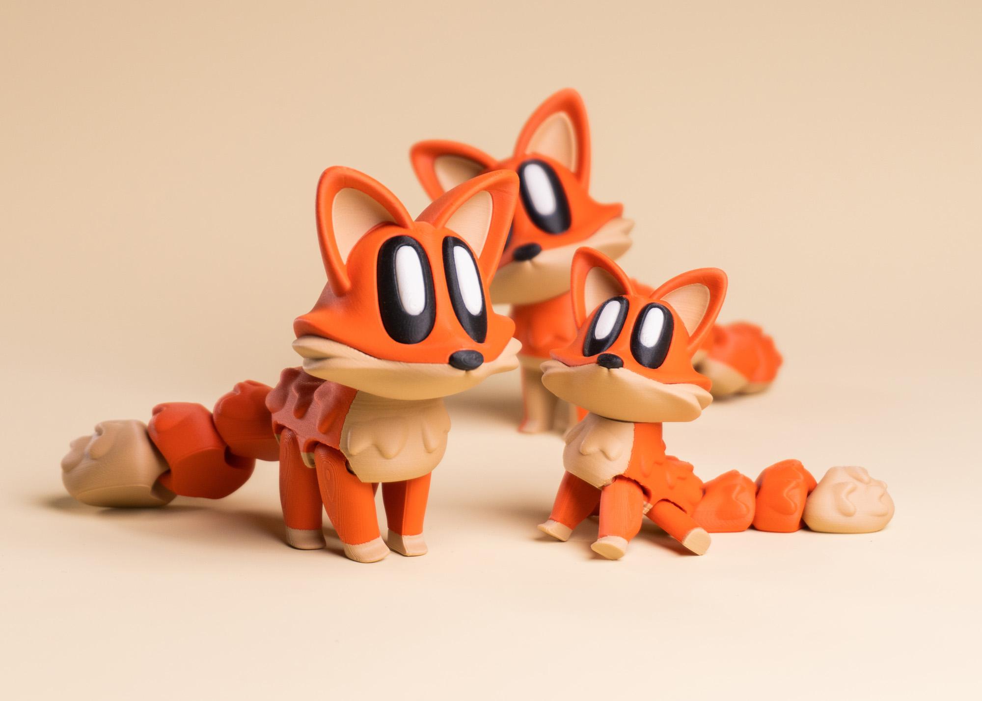 Blob Fox - Articulating Flexi Fidget Art Toy 3d model