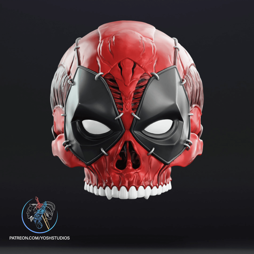 Skullified Deadpool Helmet + Mask 3D Printer File STL 3d model