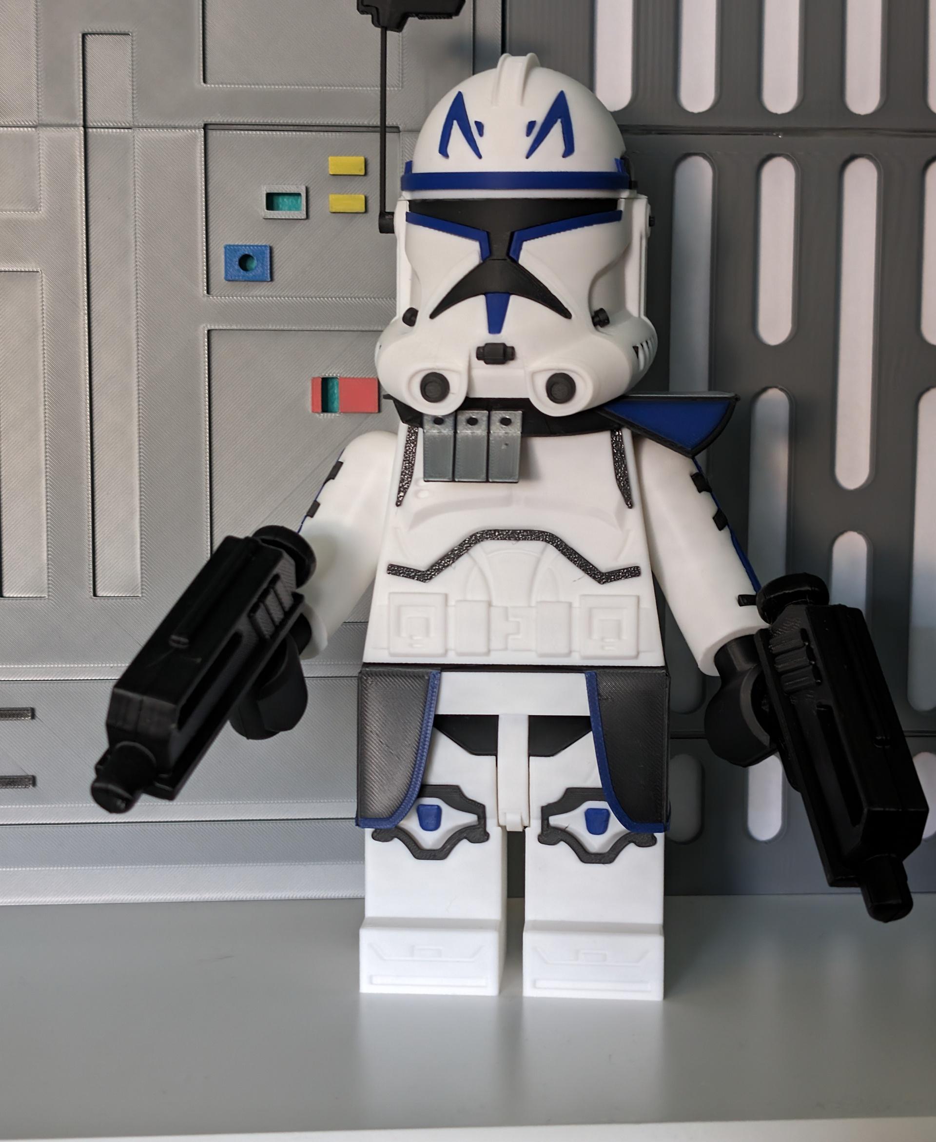 Captain Rex (6:1 LEGO-inspired brick figure, NO MMU/AMS, NO supports, NO glue) - One of the best models I have had the pleasure to print. - 3d model