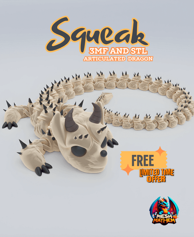 Squeak Articulated Dragon Print-in-Place Mesh Mayhem 3d model