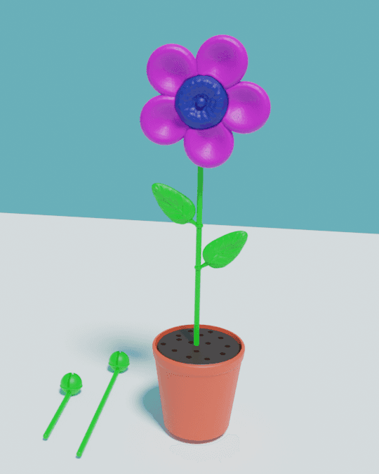 Flower With Flower Pot - No Supports - Press Fit 3d model