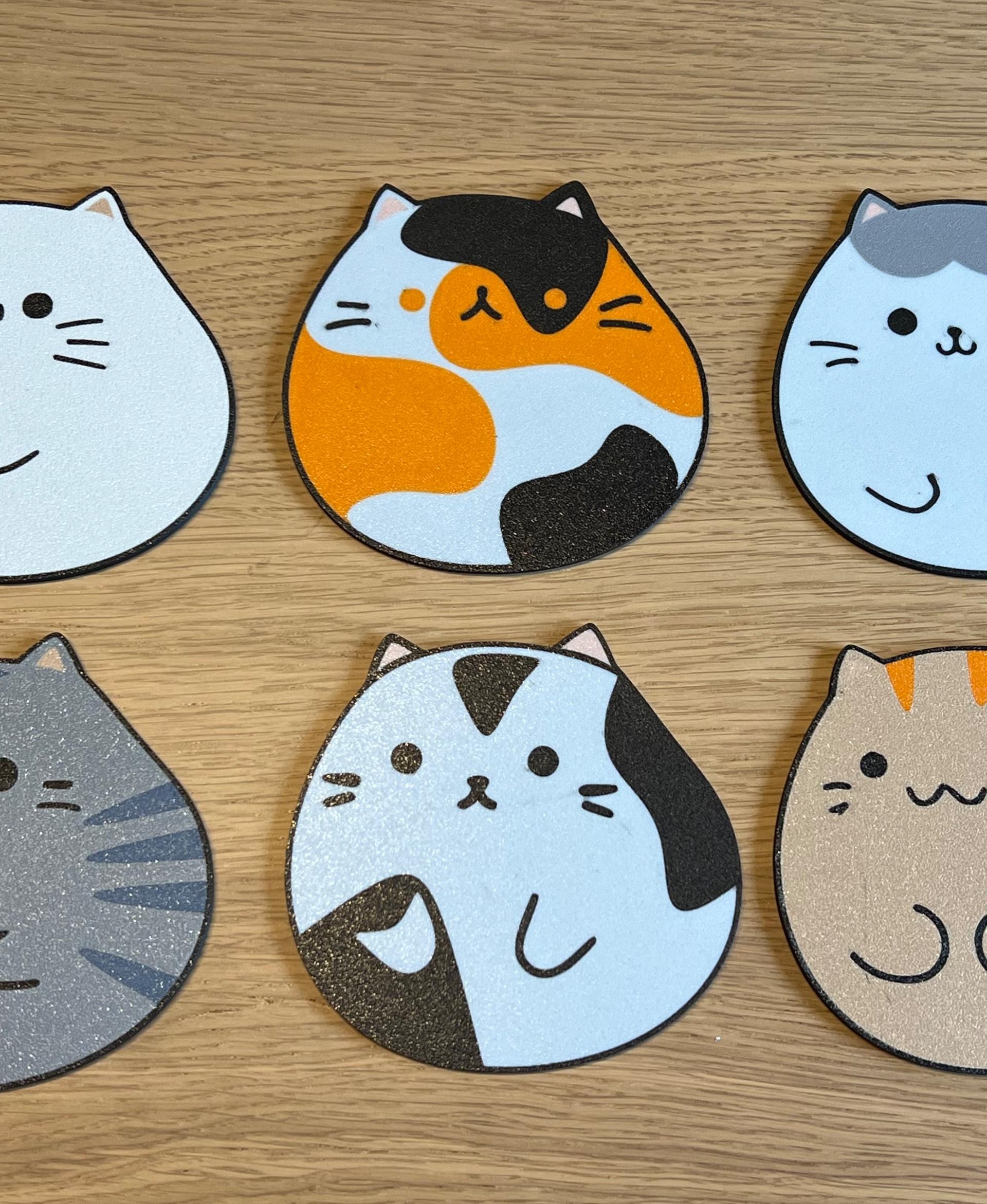 Chubby cats coasters for BambuLab A1 mini 3d model