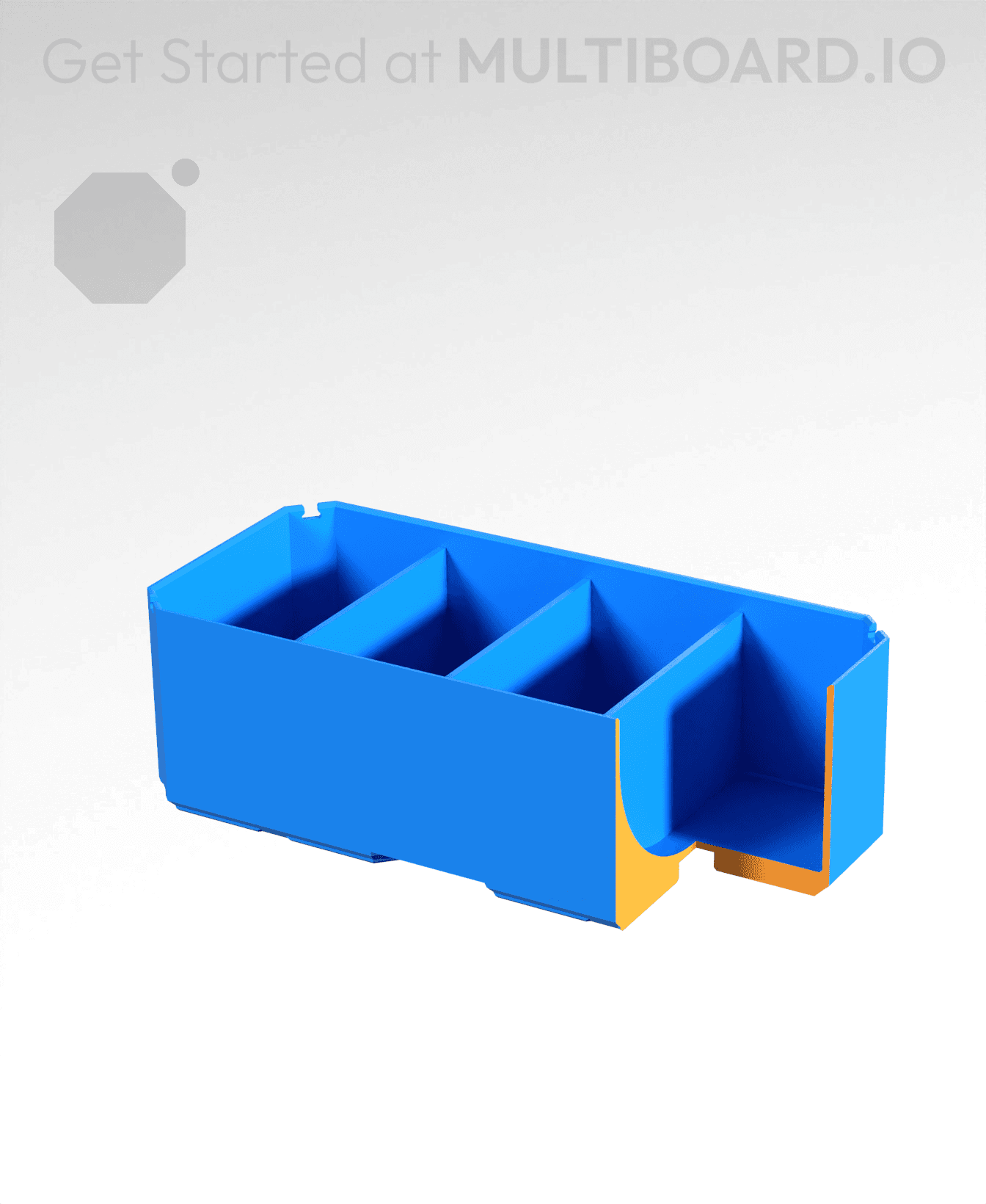 2x1x0.75 - Curved - Double Divided Bin - Multibin Insert 3d model