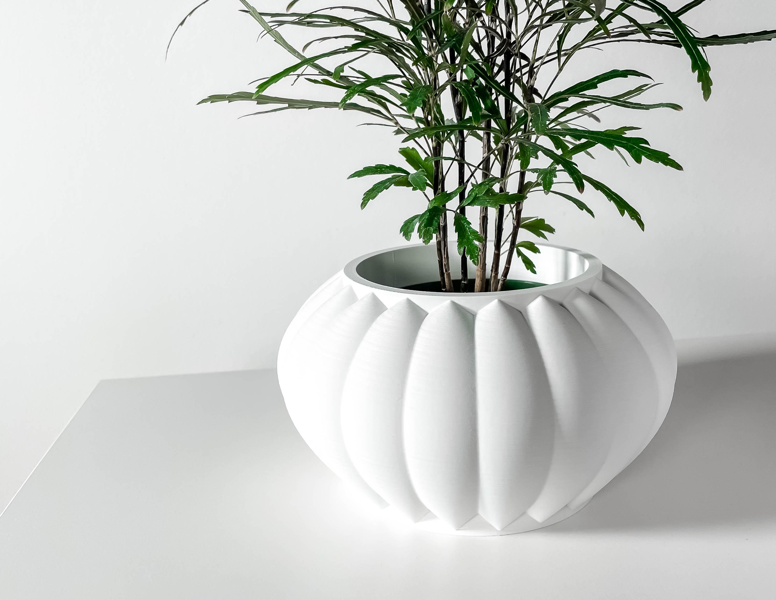 The Bunos Planter Pot with Drainage Tray & Stand | Modern and Unique Home Decor for Plants 3d model