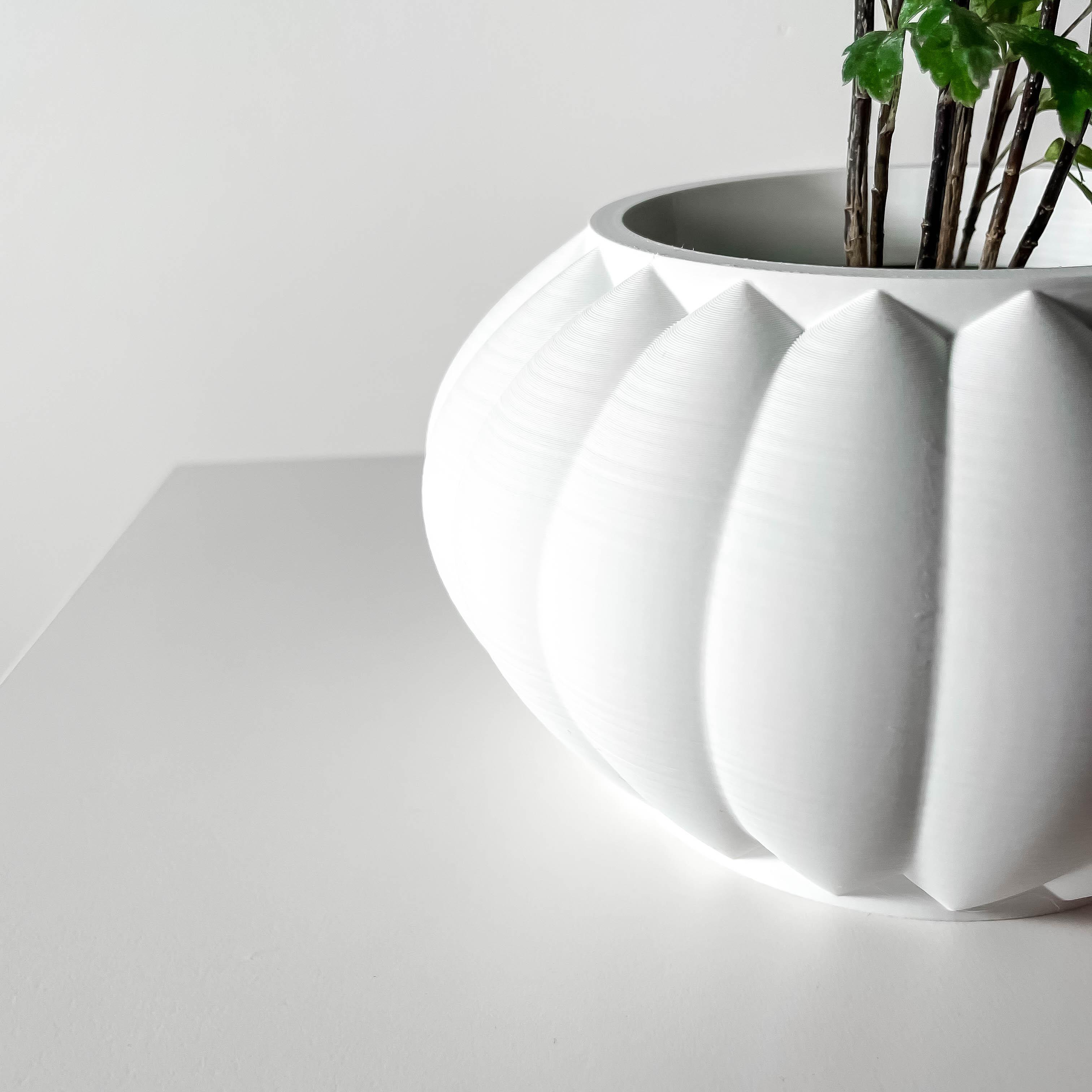 The Bunos Planter Pot with Drainage Tray & Stand | Modern and Unique Home Decor for Plants 3d model