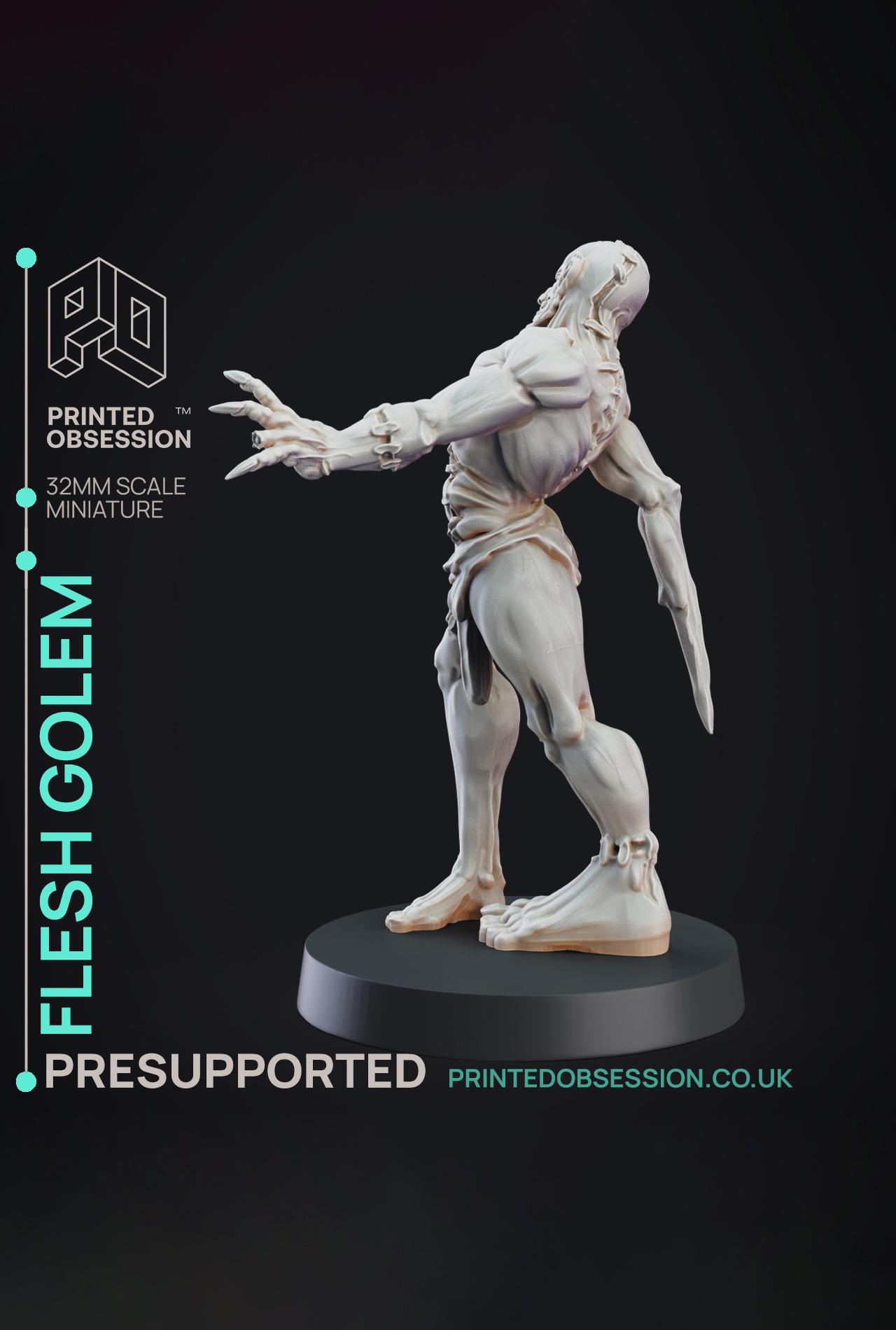 Flesh Golem - Constructs - PRESUPPORTED - Illustrated and Stats - 32mm scale			 3d model