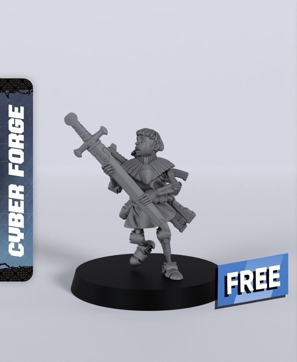 Butters the Squire - With Free Cyberpunk Warhammer - 40k Sci-Fi Gift Ideas for RPG and Wargamers 3d model