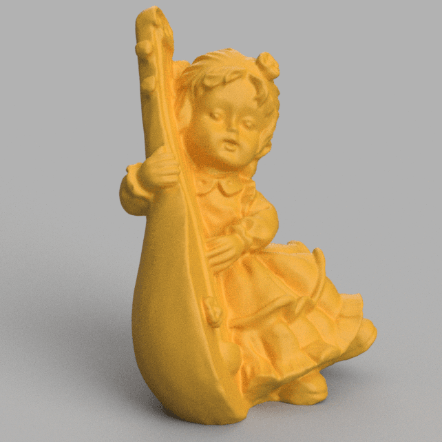 Girl lute 3d model