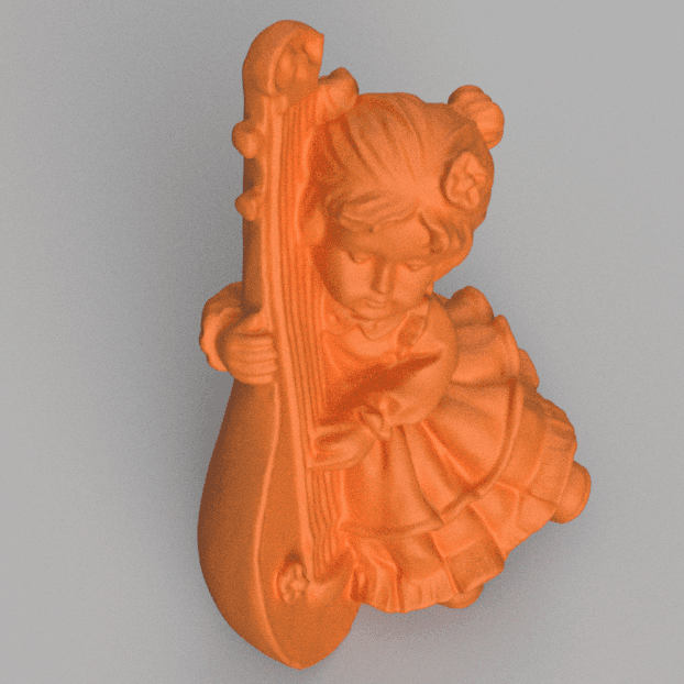 Girl lute 3d model