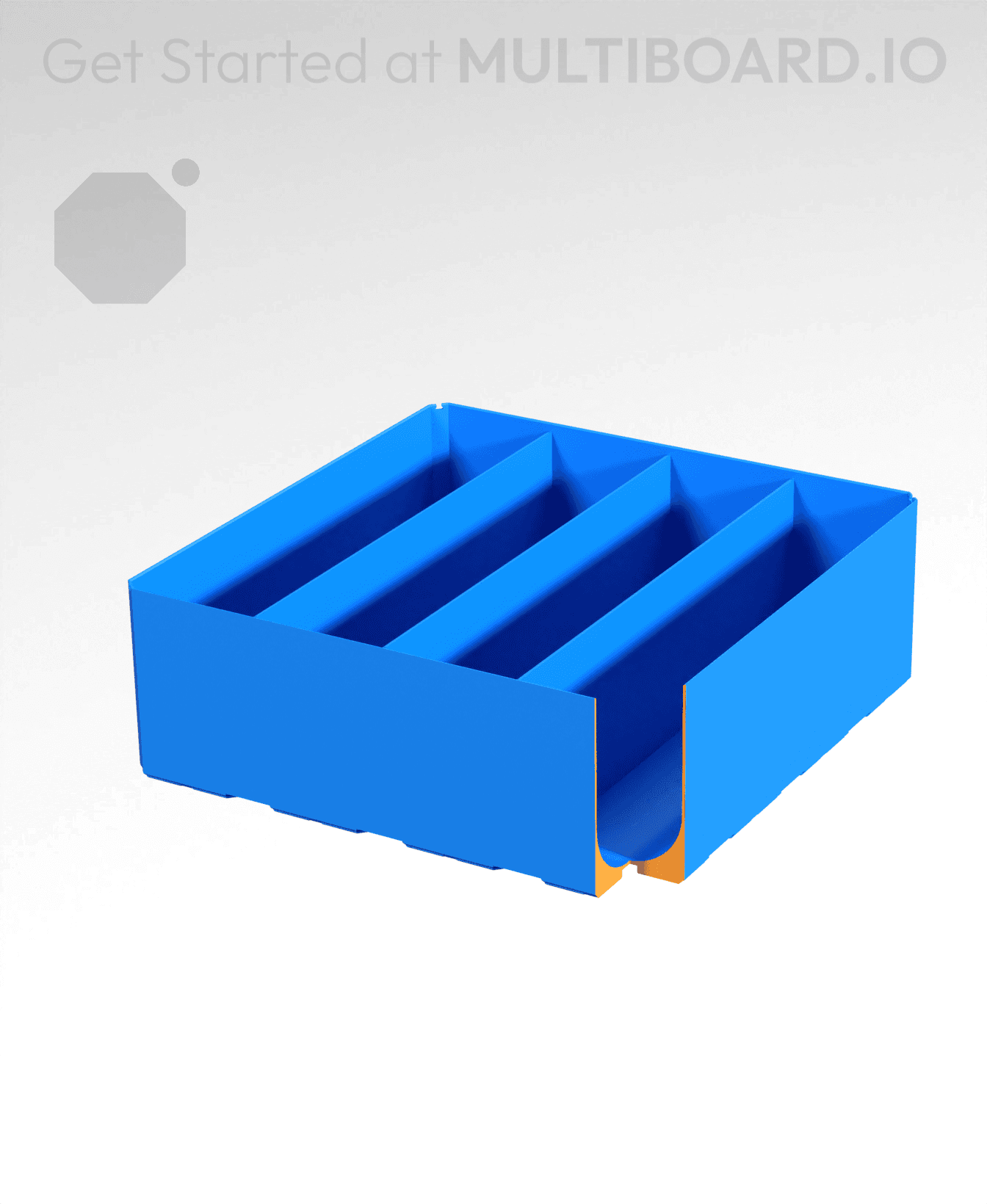 4x4x1.5 - Full Curved - Divided Bin - Multibin Insert 3d model