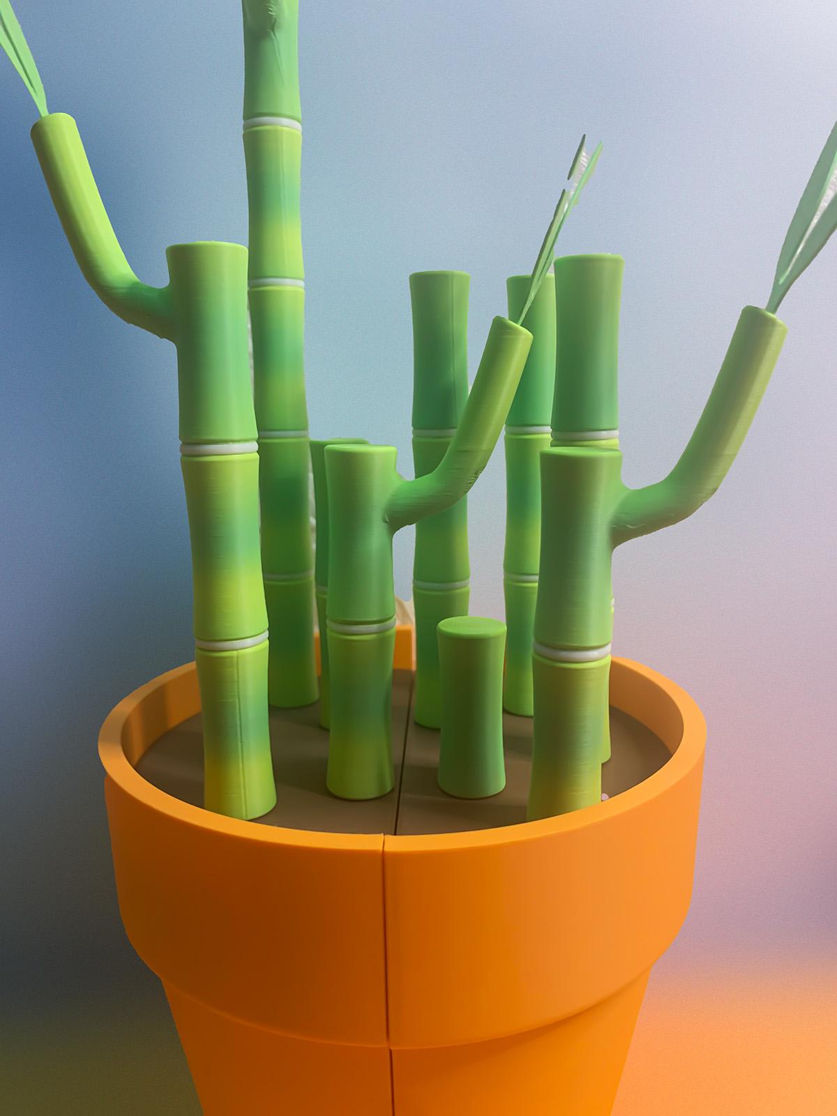 Bambookends - Bamboo Functional Plant with Pens, Highlighters, Post it note dispenser, and Bookmarks 3d model