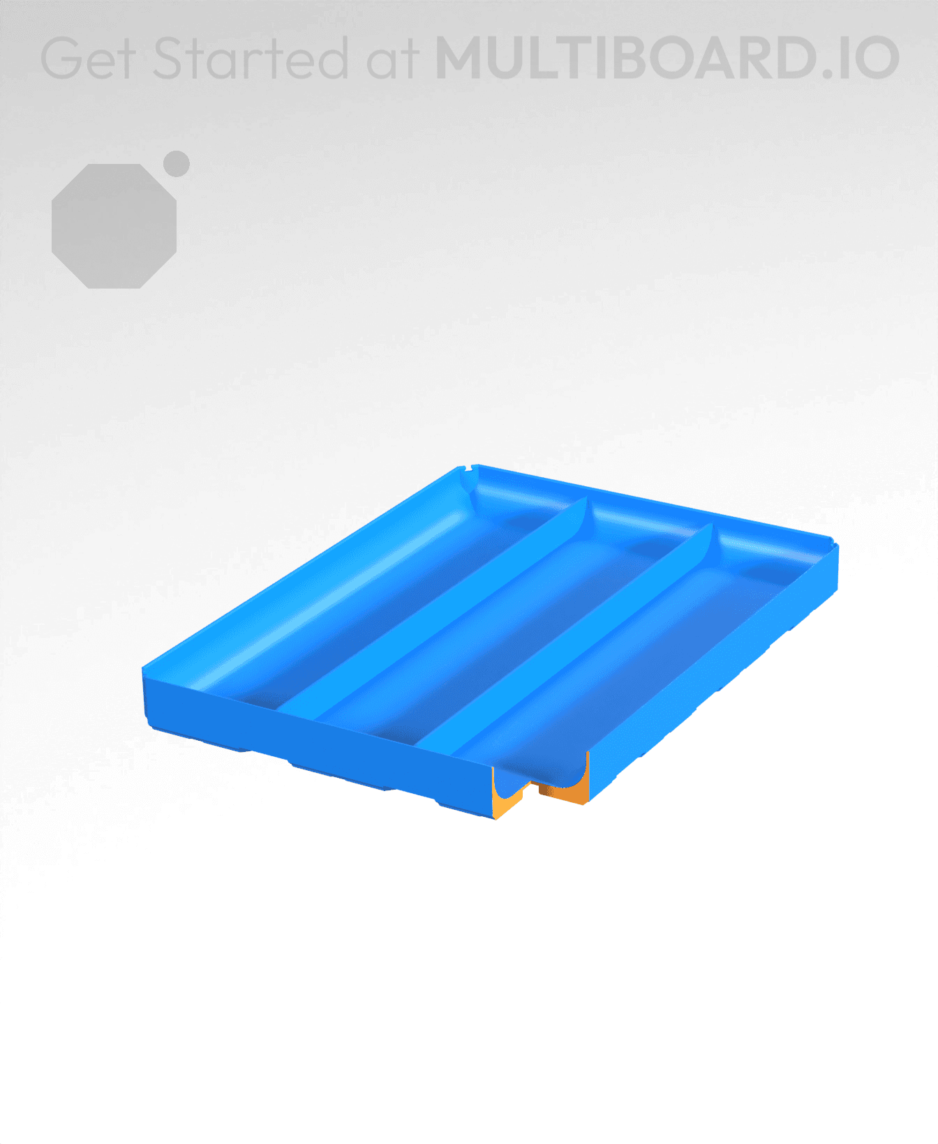 3x4x0.5 - Full Curved - Divided Bin - Multibin Insert 3d model