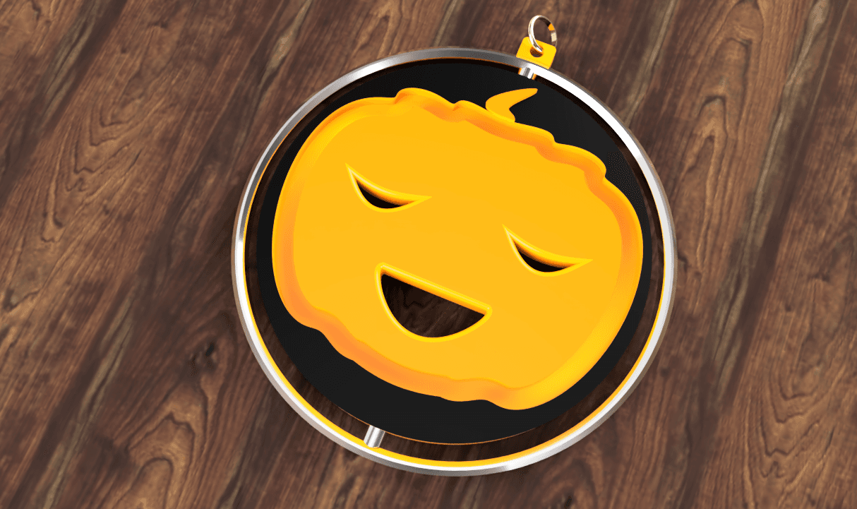 Spinning Keyring - happy pumpkin 3d model