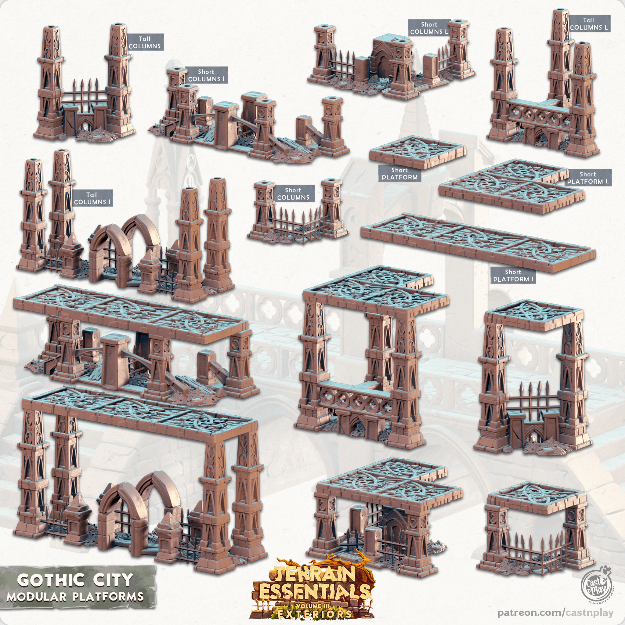Gothic City Set (Pre-Supported) 3d model