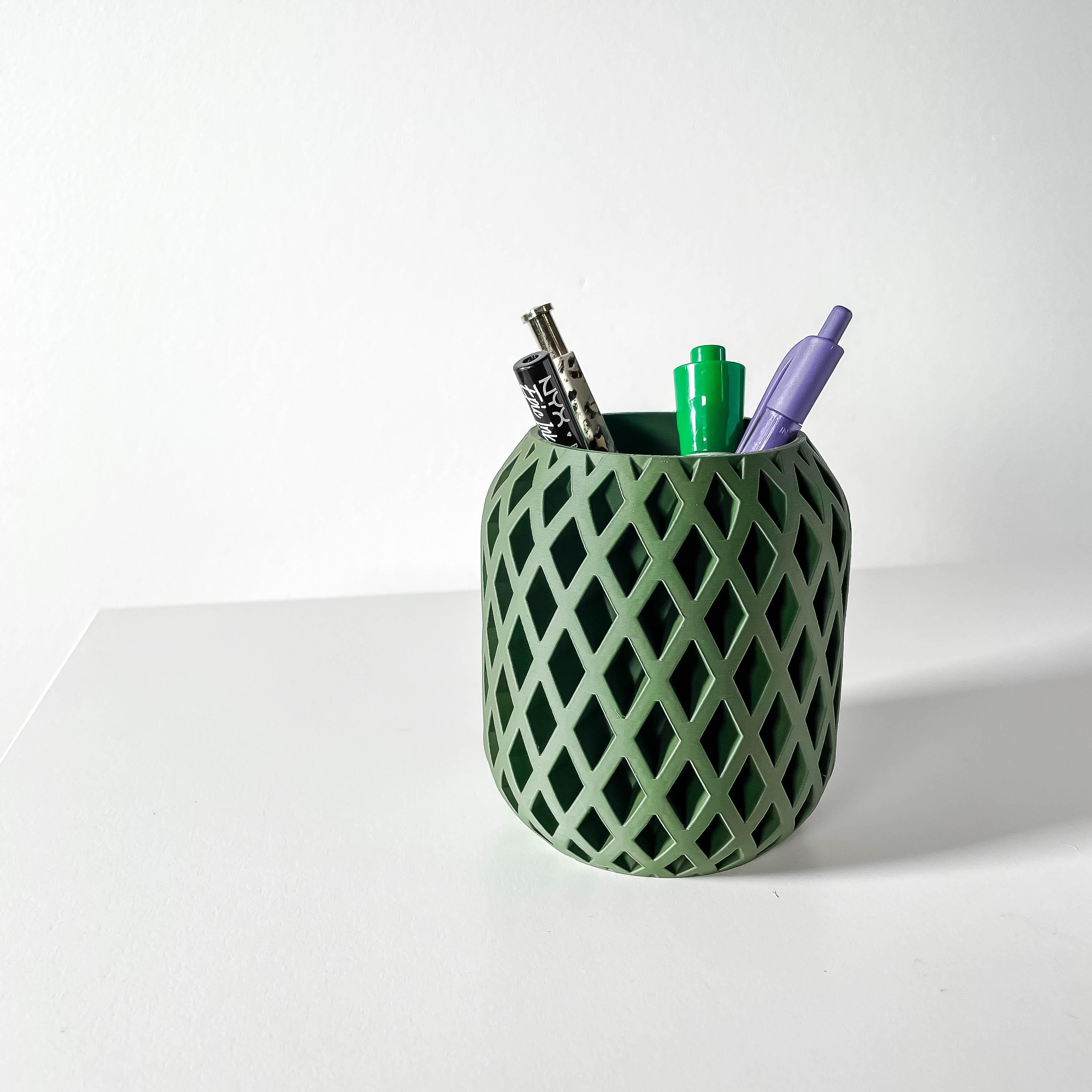 The Atila Pen Holder | Desk Organizer and Pencil Cup Holder | Modern Office and Home Decor 3d model