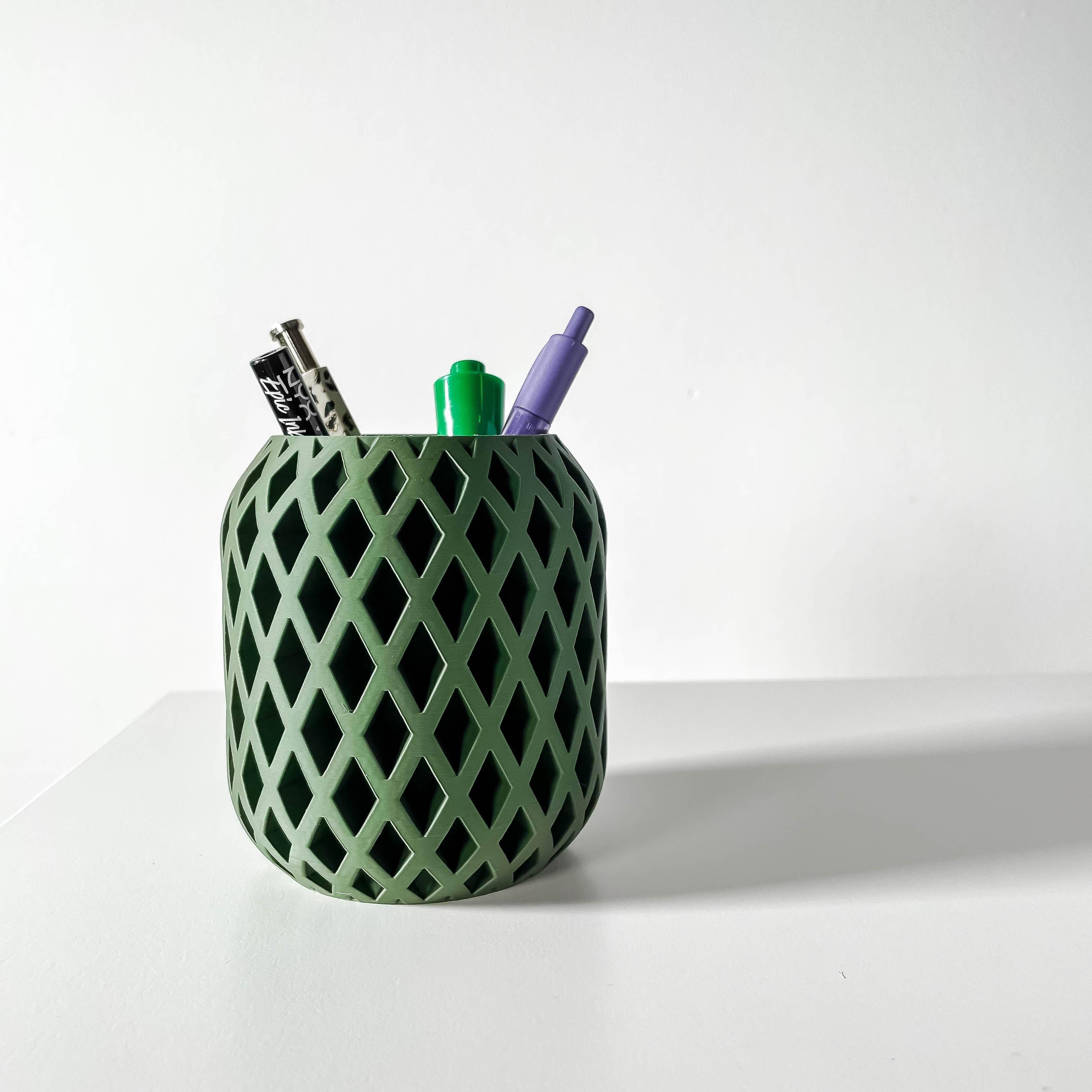 The Atila Pen Holder | Desk Organizer and Pencil Cup Holder | Modern Office and Home Decor 3d model