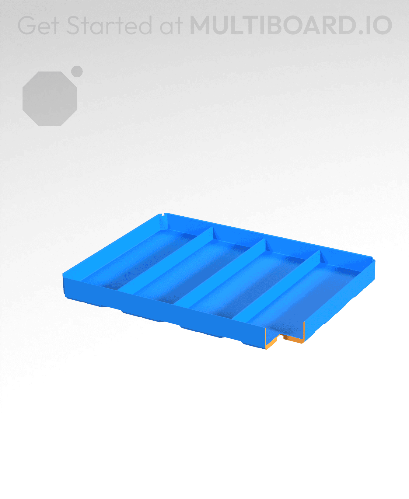 4x3x0.5 - Divided Bin - Multibin Insert 3d model