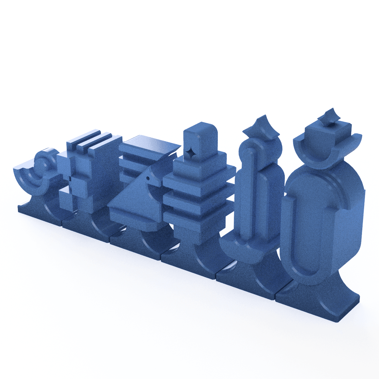 3D Printable STL Brutalist Chess Set | Royalty-Free & Resellable 3d model