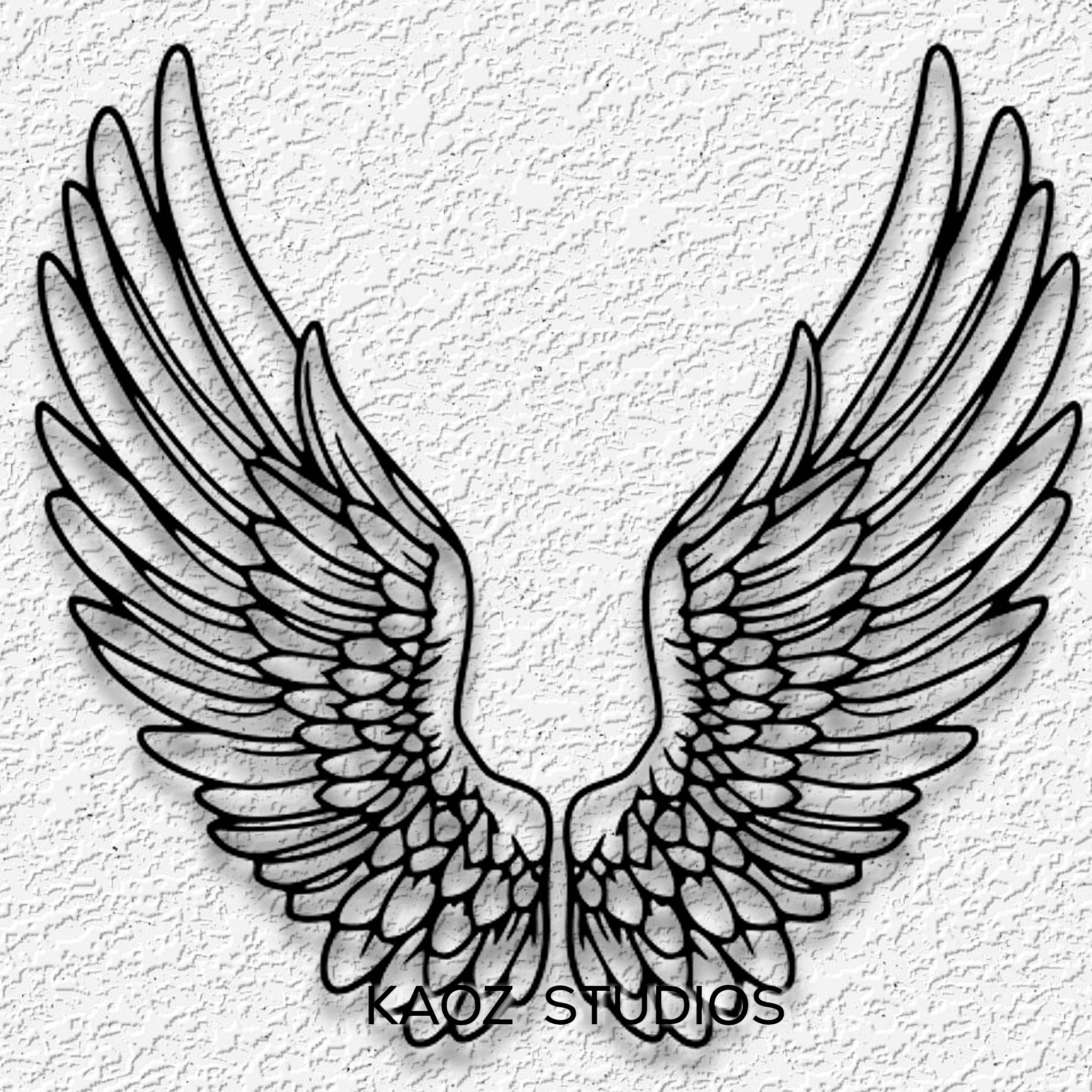 Pair of Angel Wings wall art wing wall decor feathered wings set 3d model