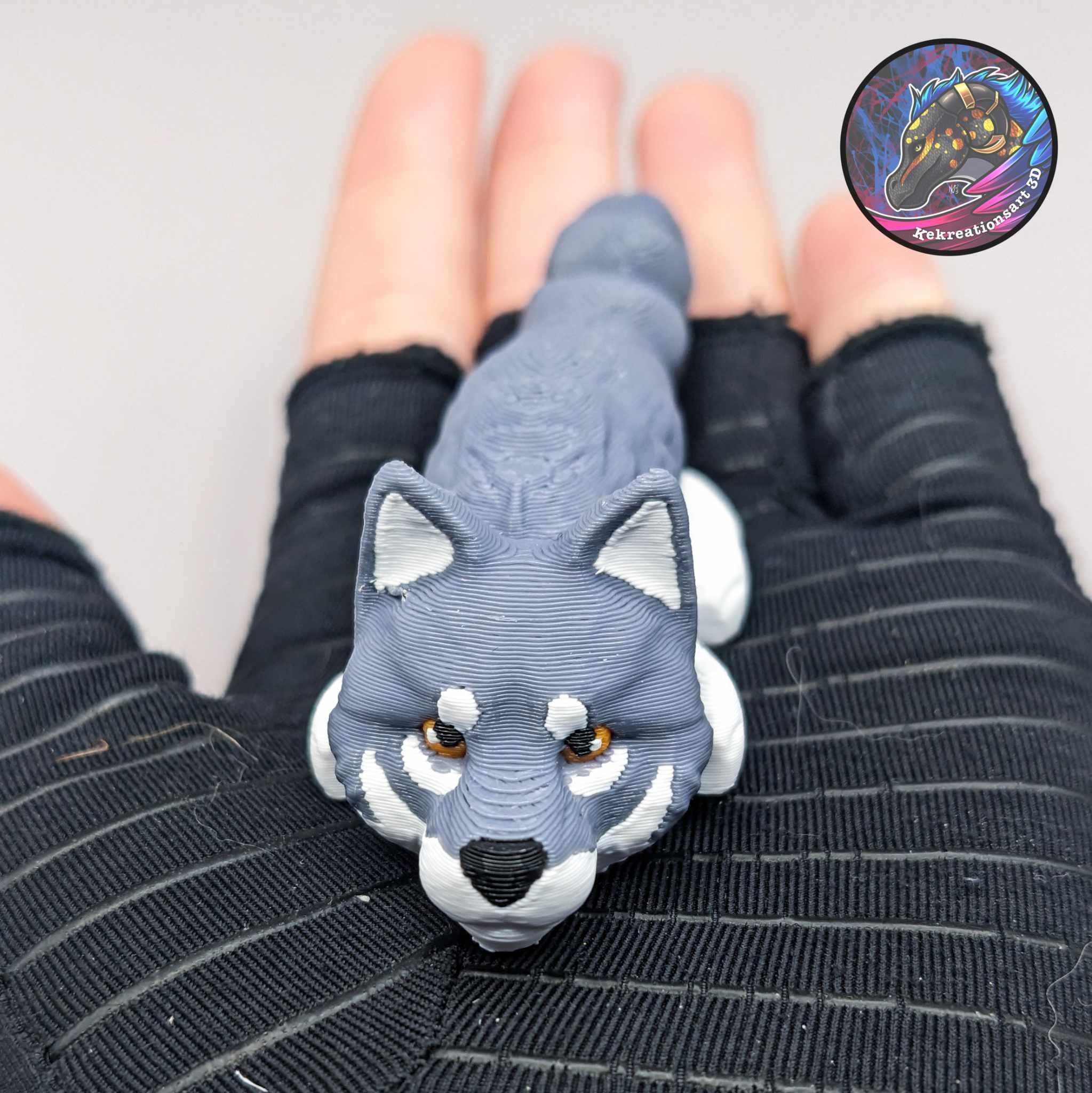 Baby Flexi Wolf Keychain 3d model