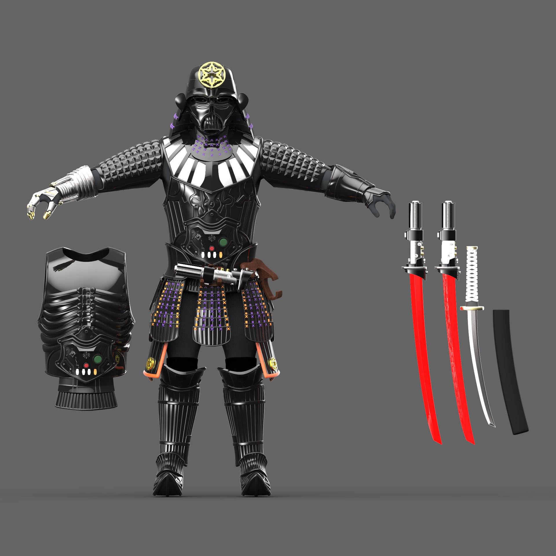 Darth Vader Samurai Cosplay Armor 3d model