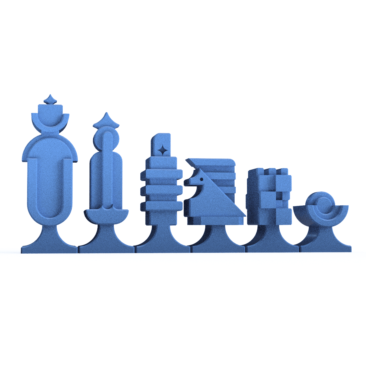 3D Printable STL Brutalist Chess Set | Royalty 3d model