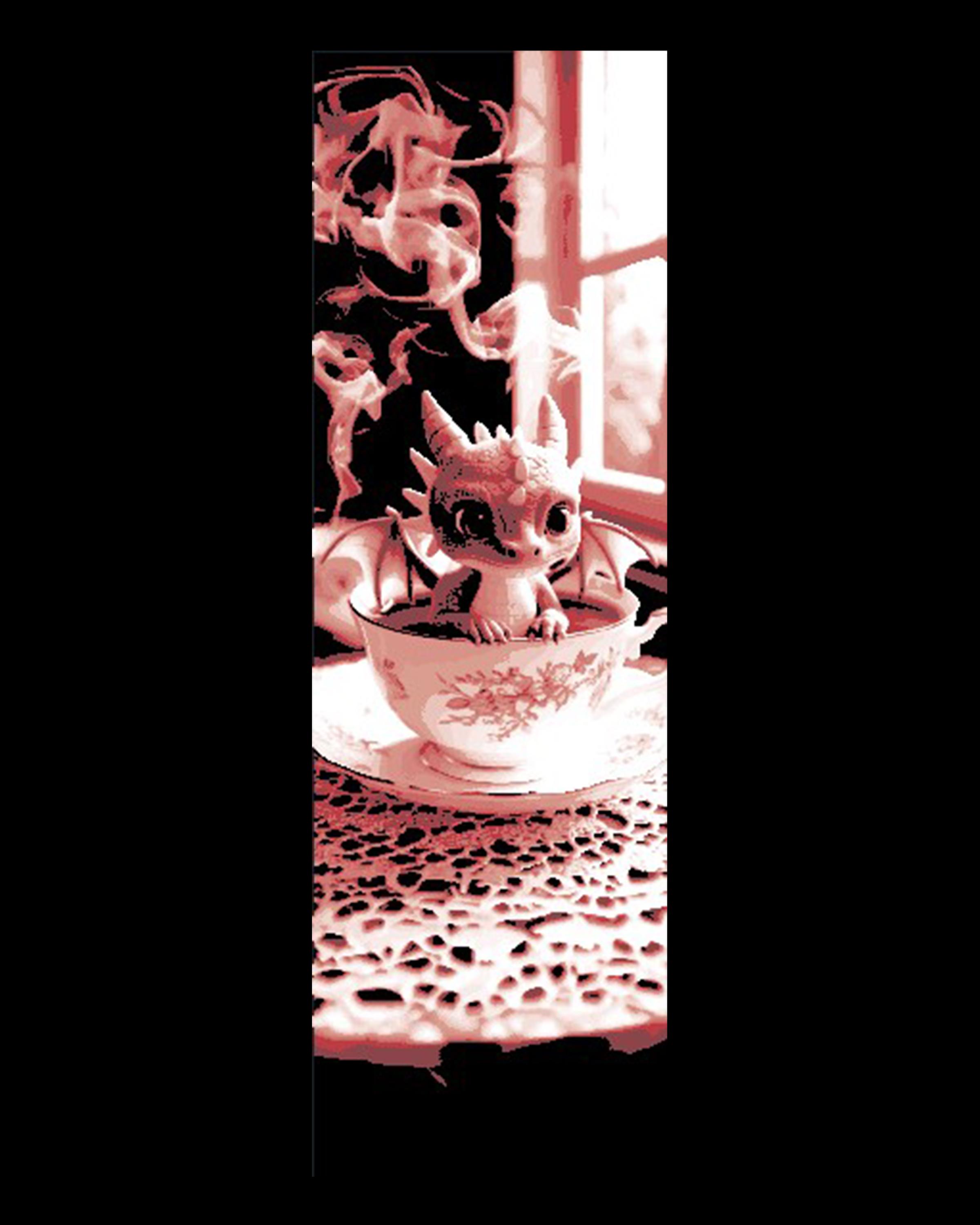 A little break for a bath - Mini Dragon playing in a teacup - set of bookmarks 3d model