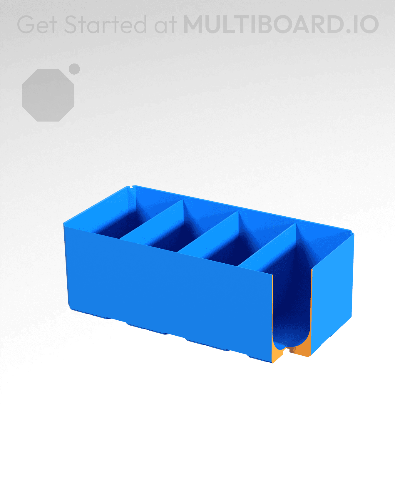 4x2x1.5 - Full Curved - Divided Bin - Multibin Insert 3d model