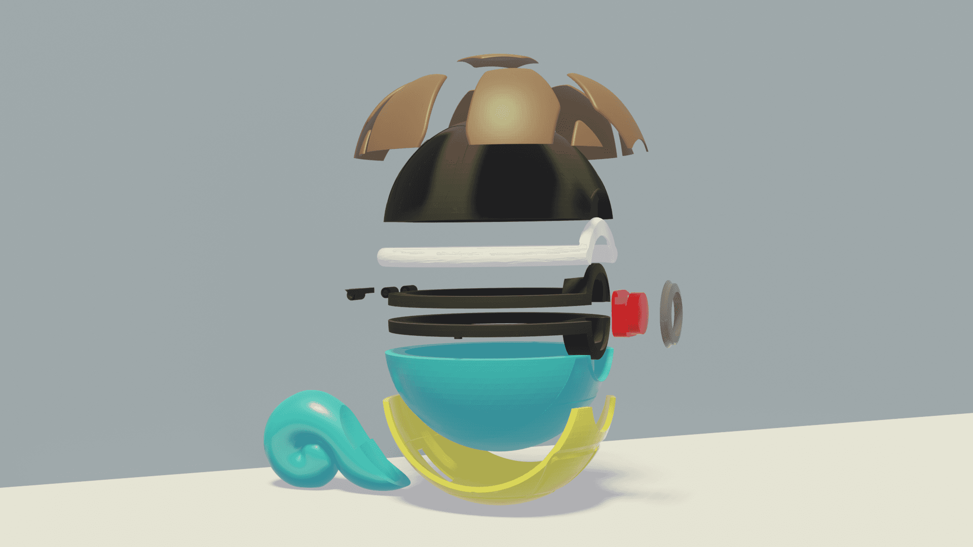 SquirBall Squirtle Themed Opening Pokeball - Fan Art 3d model