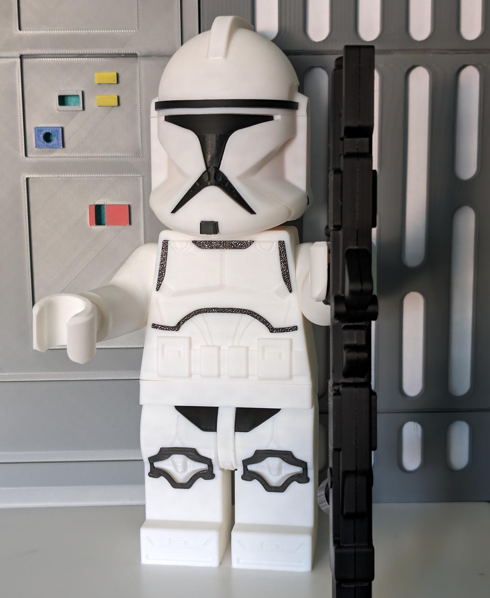 Clone Trooper - Phase I (6:1 LEGO-inspired brick figure, NO MMU/AMS, NO supports, NO glue) - Pew Pew Pew Pewwwww! - 3d model