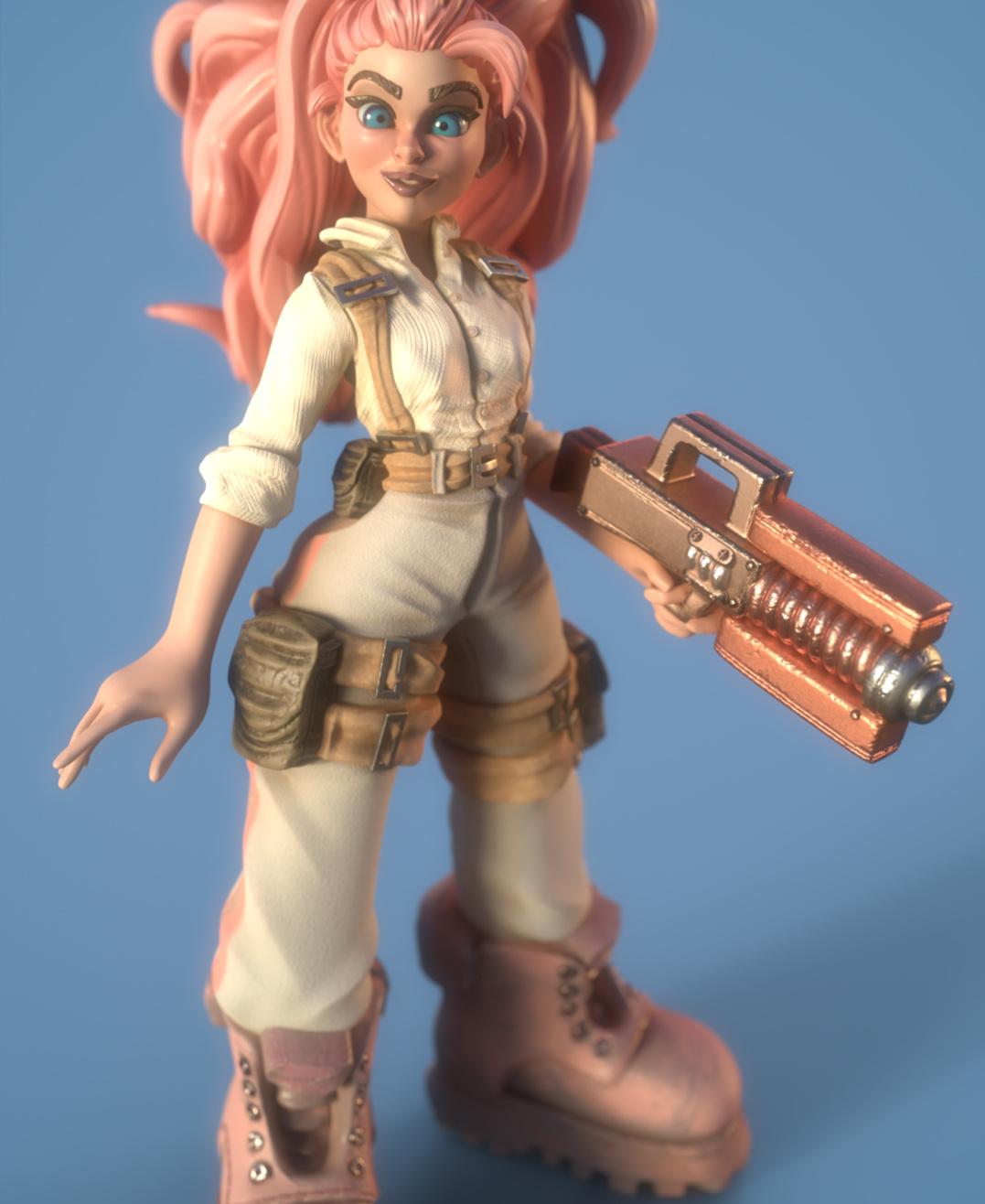 Amy, the sci fi Gunslinger - 75mm 3d model