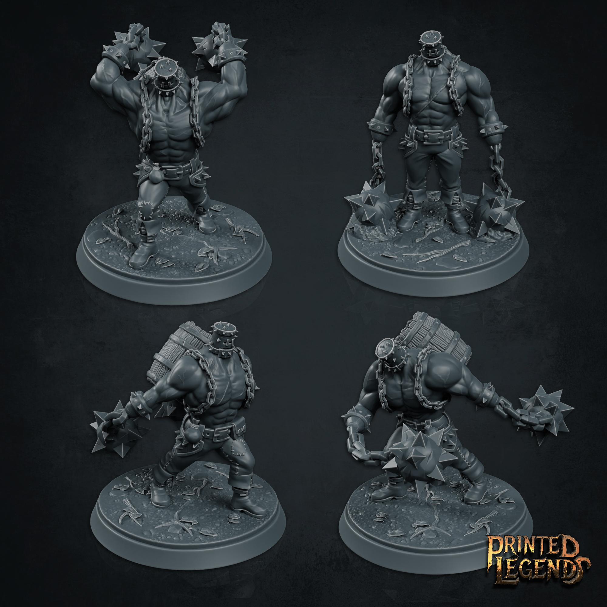 Bucketheads x4 (50mm Bases) 3d model