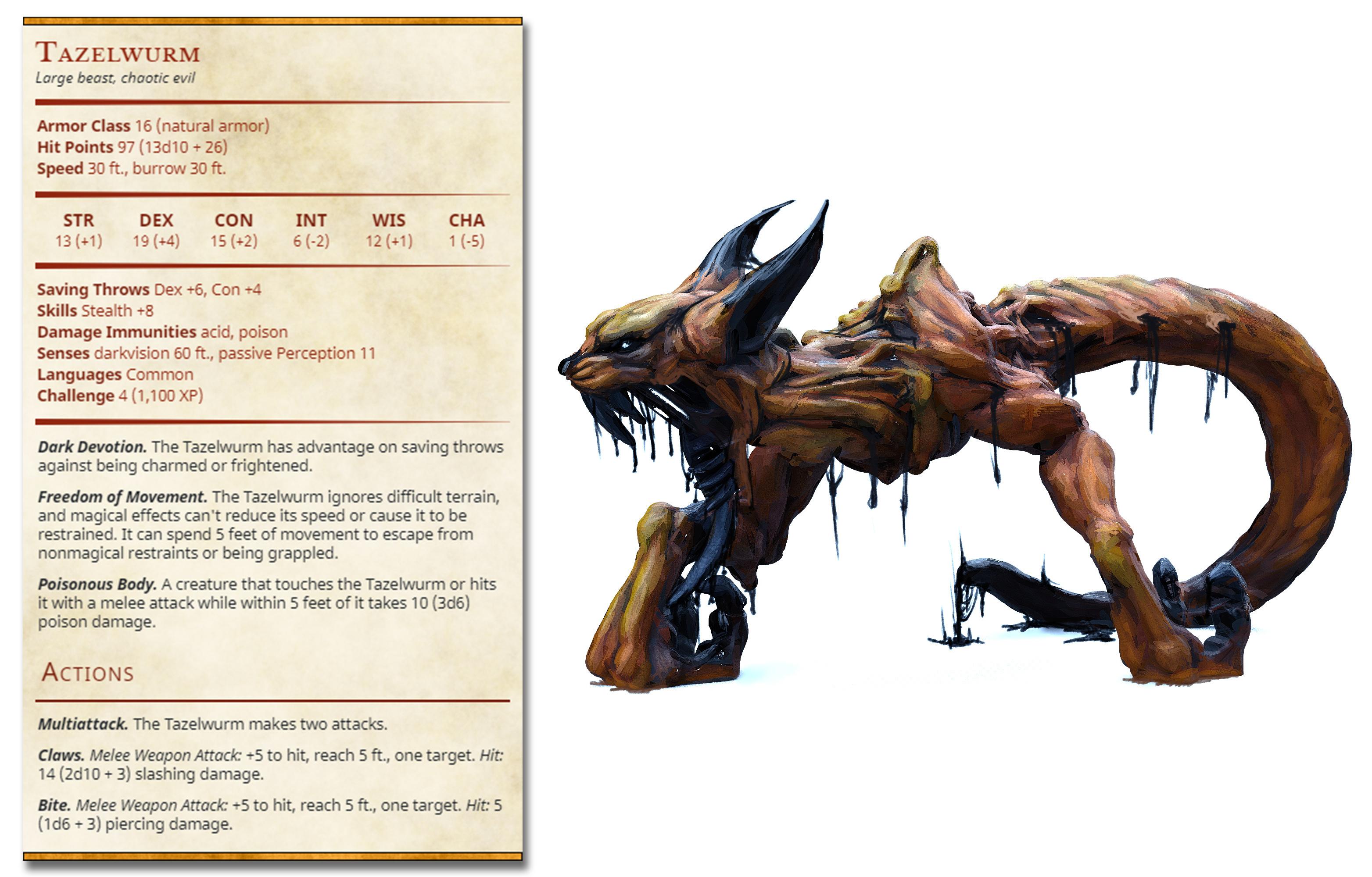 Tazelwurm - Skin Walkers - PRESUPPORTED - Illustrated and Stats - 32mm scale			 3d model