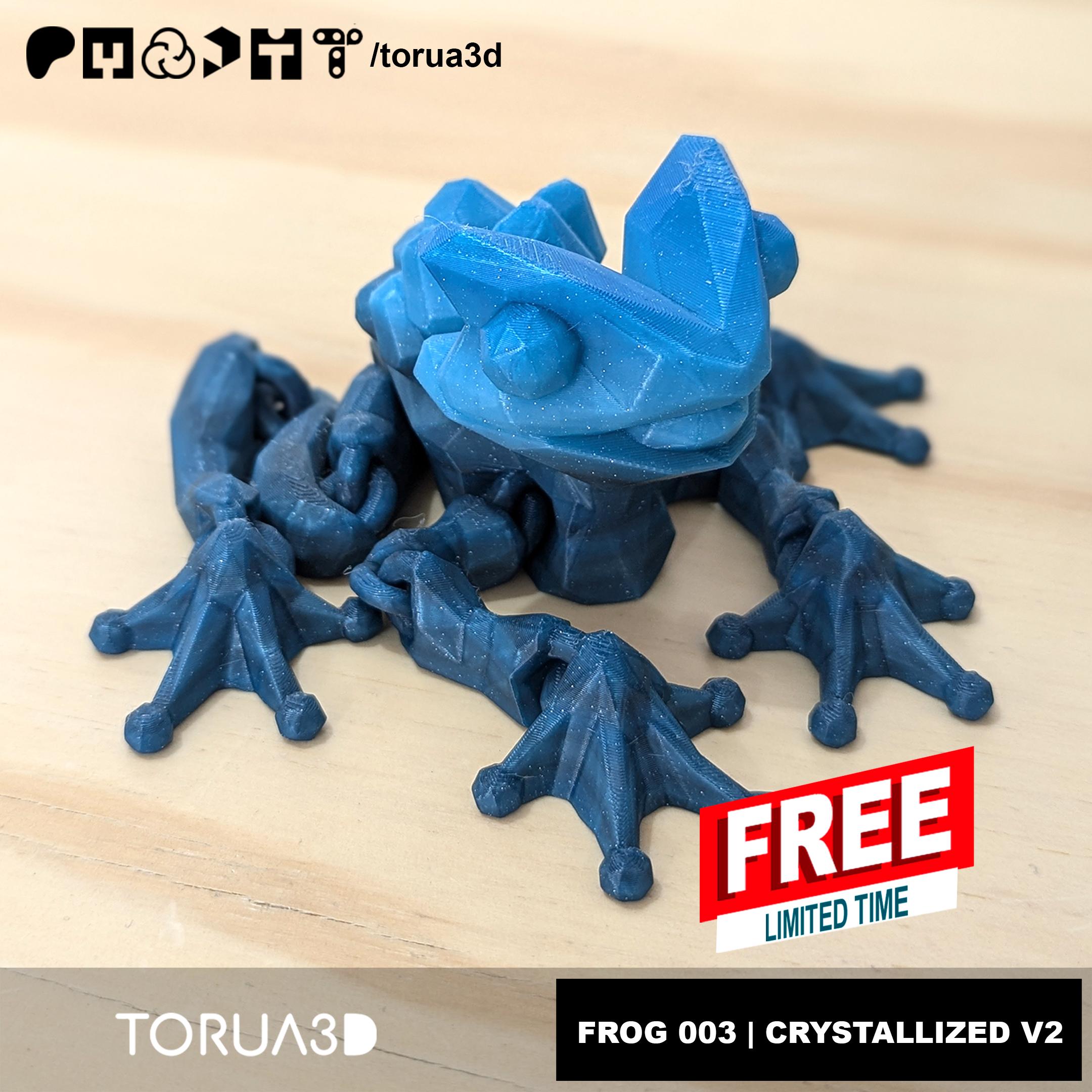 Articulated Frog 003 - Crystallized V2 - Print in place - No supports - Free - STL 3d model