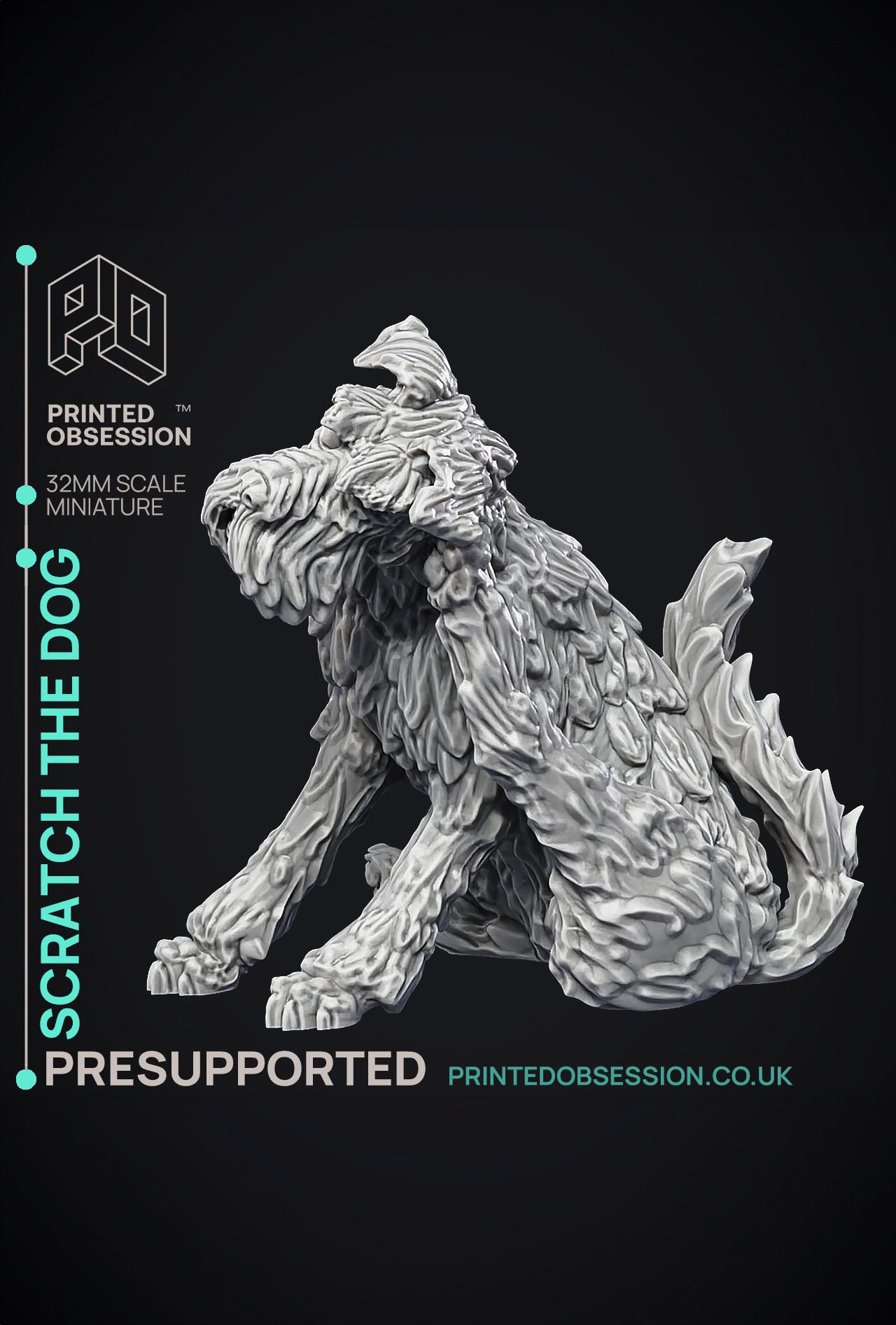 Scratch - NPC Dog - PRESUPPORTED - Illustrated and Stats - 32mm scale  3d model