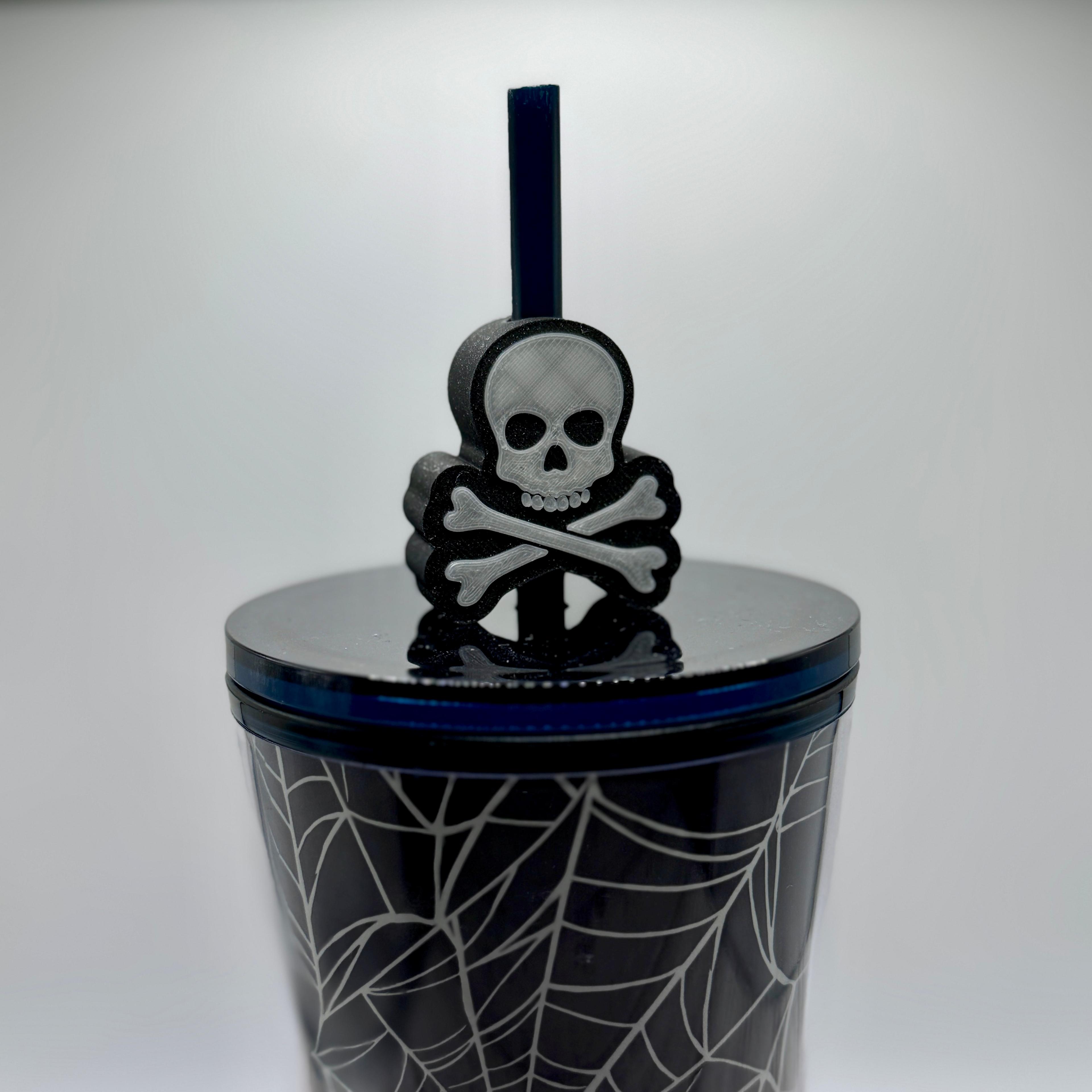 Skull and Crossbones Straw Topper 3d model