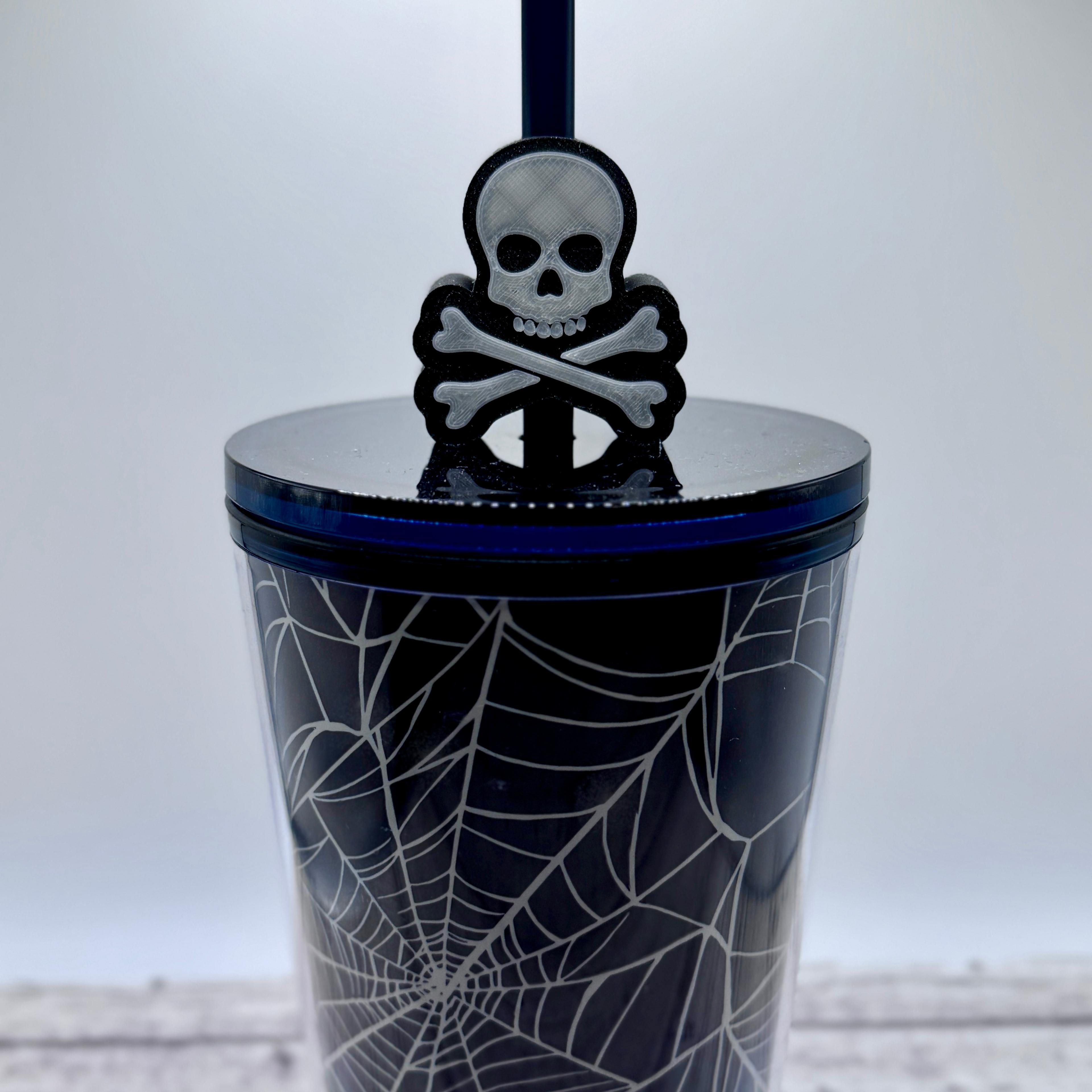 Skull and Crossbones Straw Topper 3d model