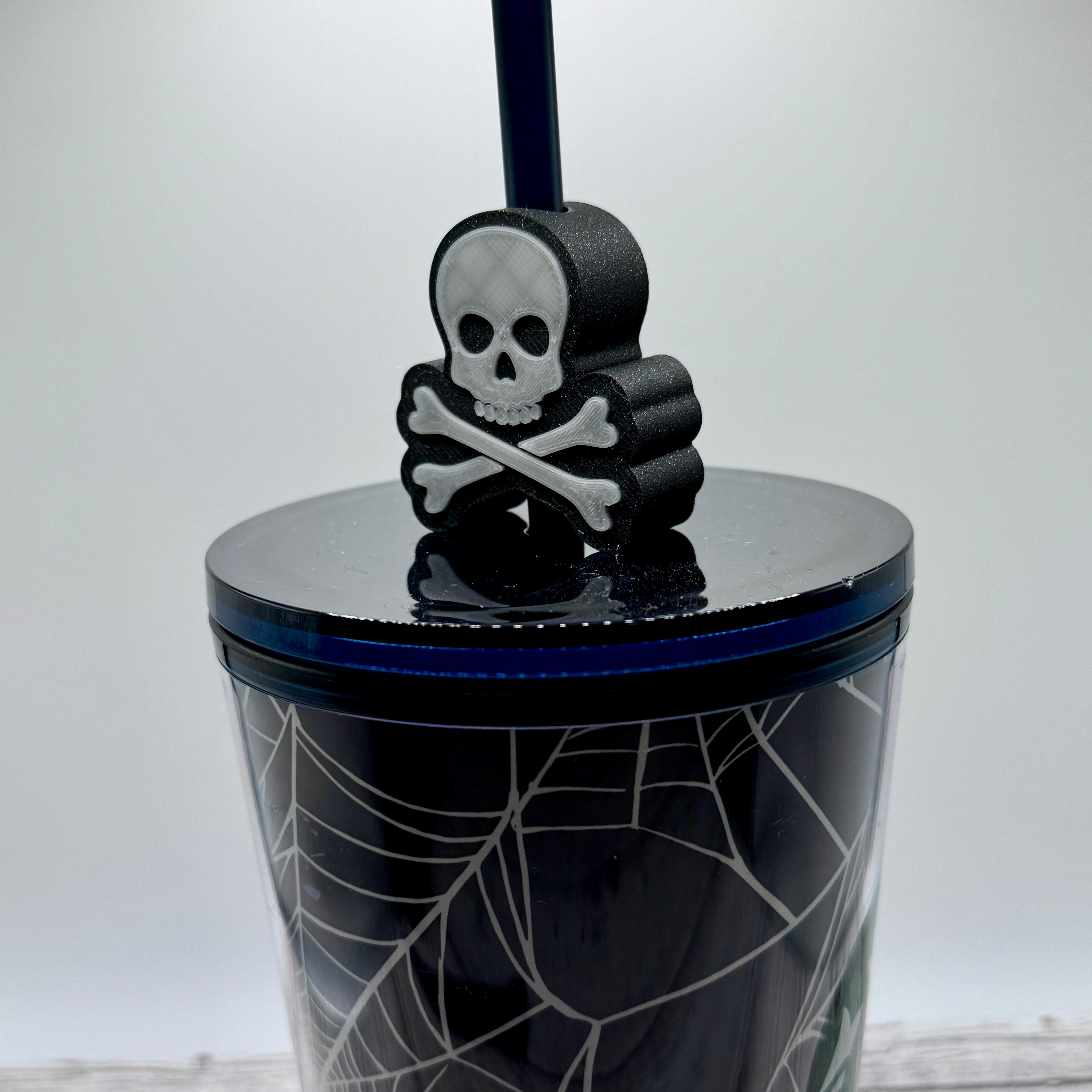 Skull and Crossbones Straw Topper 3d model