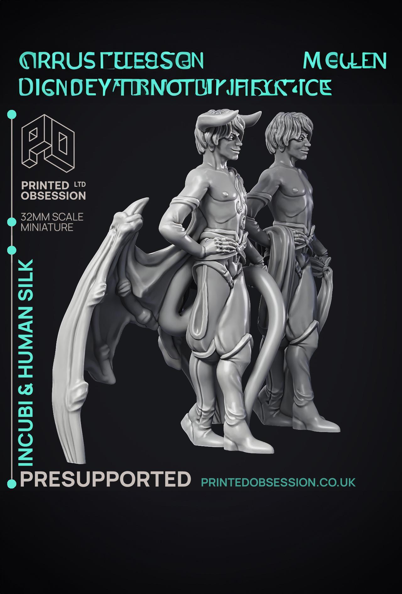 Incubi & human 'silk' - lesser demon - PRESUPPORTED - Hell Hath No Fury - 32mm scale  3d model
