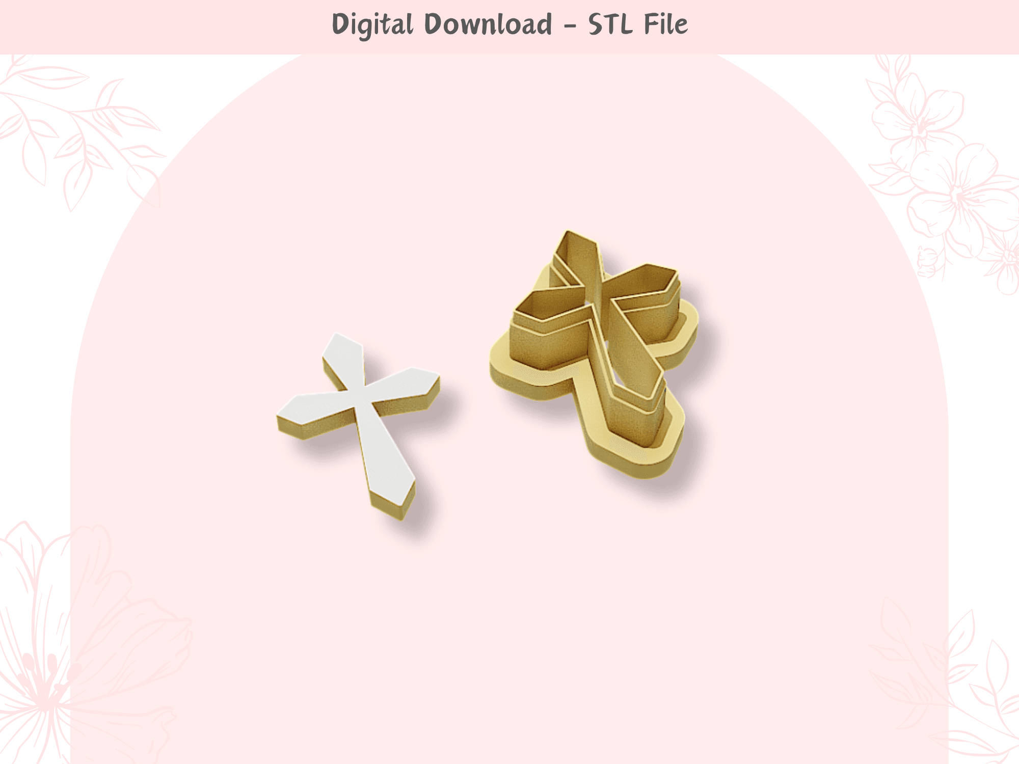 Cross 02 Clay Cutter for Polymer Clay | Digital STL File | Clay Tools | 4 Sizes Clay Cutters 3d model